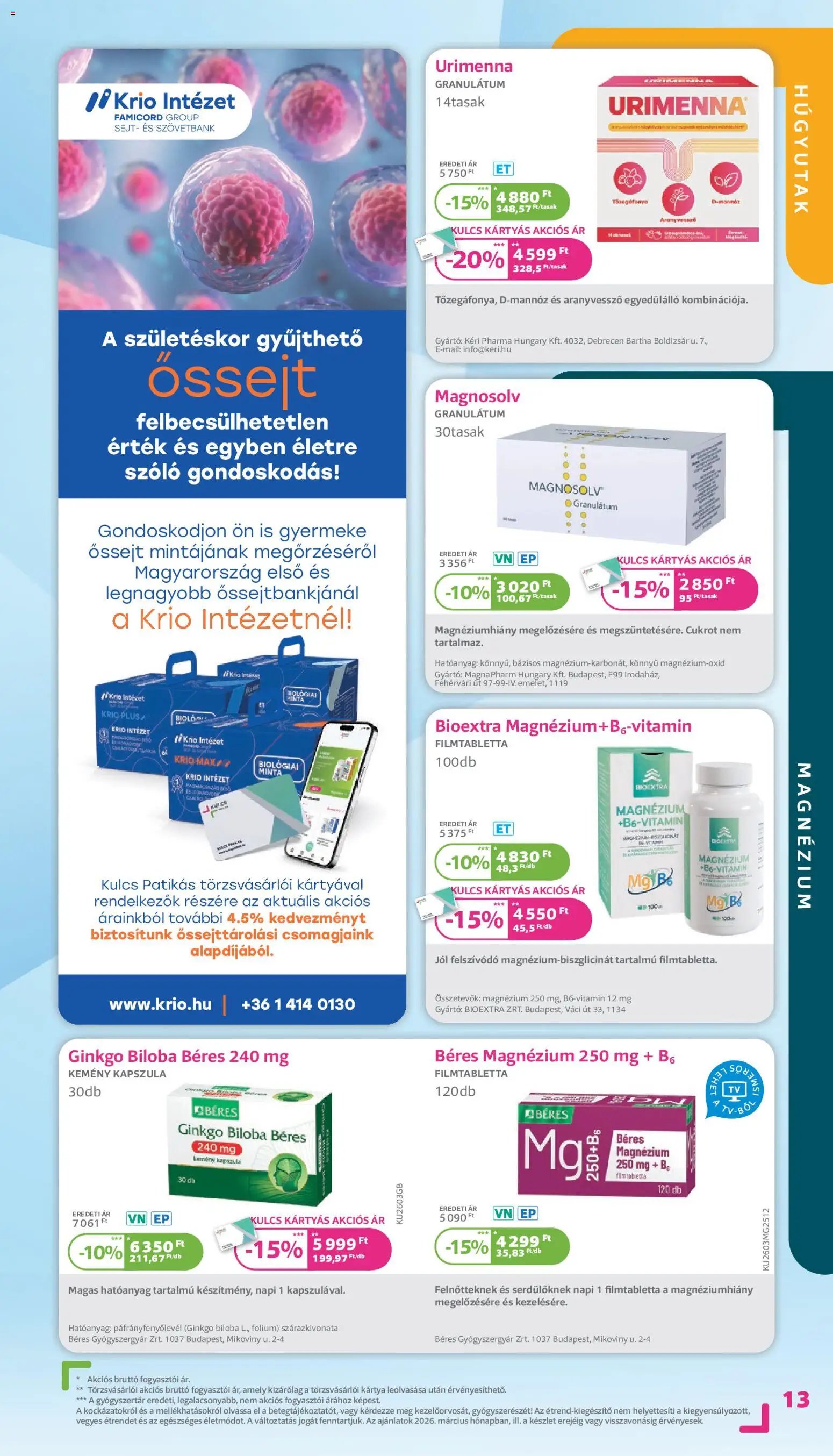 Kulcs Patika újság 2026.03.01. Kulcs Patika akciós újság (2026-03-01 - 2026-03-31)