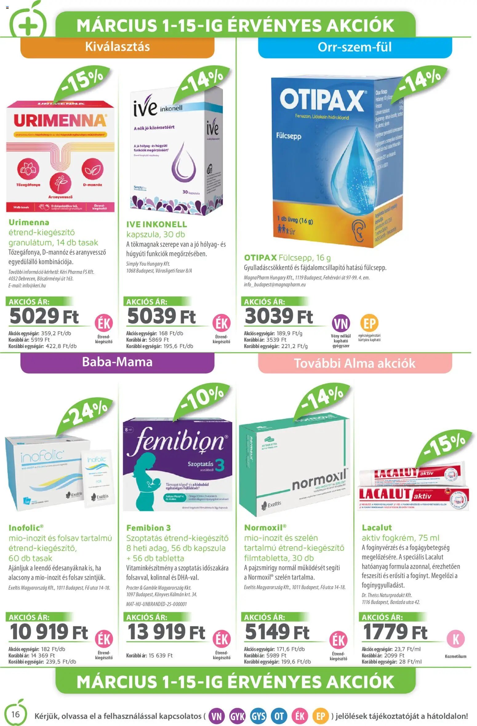 Alma Gyógyszertárak újság 2026.03.01. Alma Gyógyszertárak akciós újság (2026-03-01 - 2026-03-31)