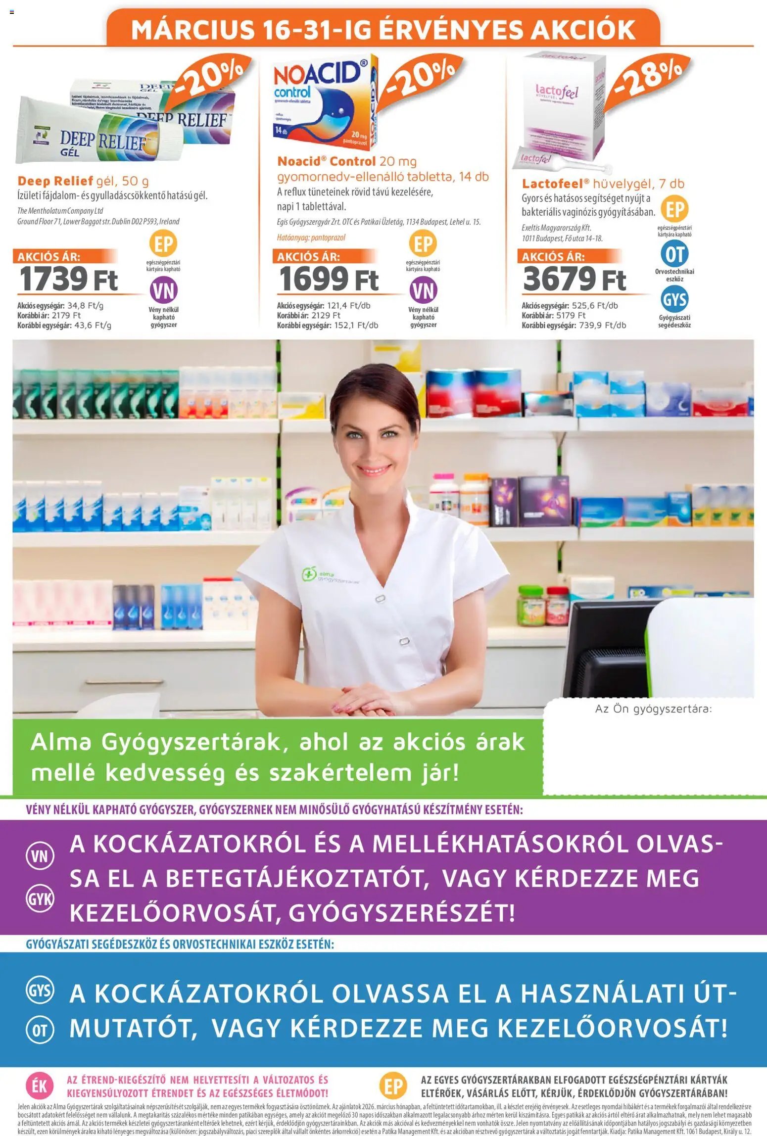 Alma Gyógyszertárak újság 2026.03.01. Alma Gyógyszertárak akciós újság (2026-03-01 - 2026-03-31)