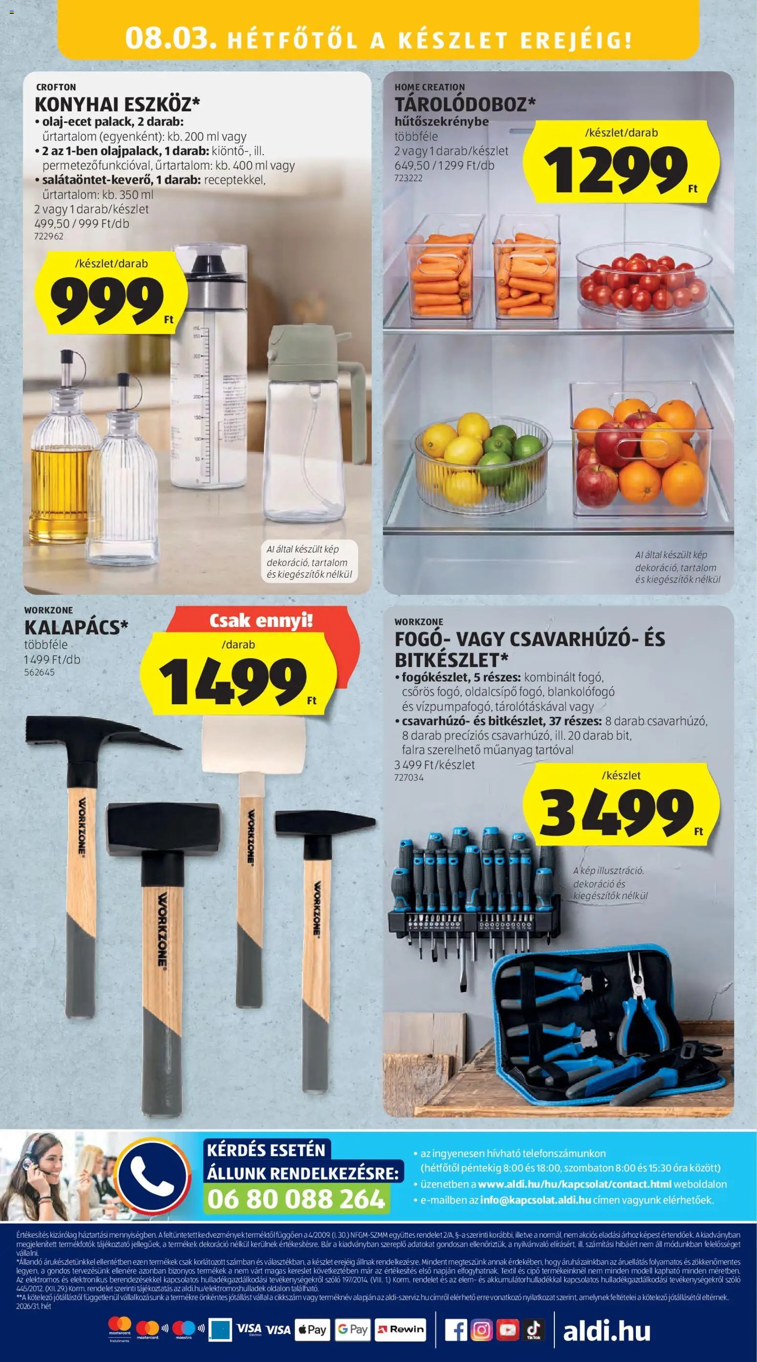 Aldi újság 2026.07.30. Aldi Középső sor termékei
