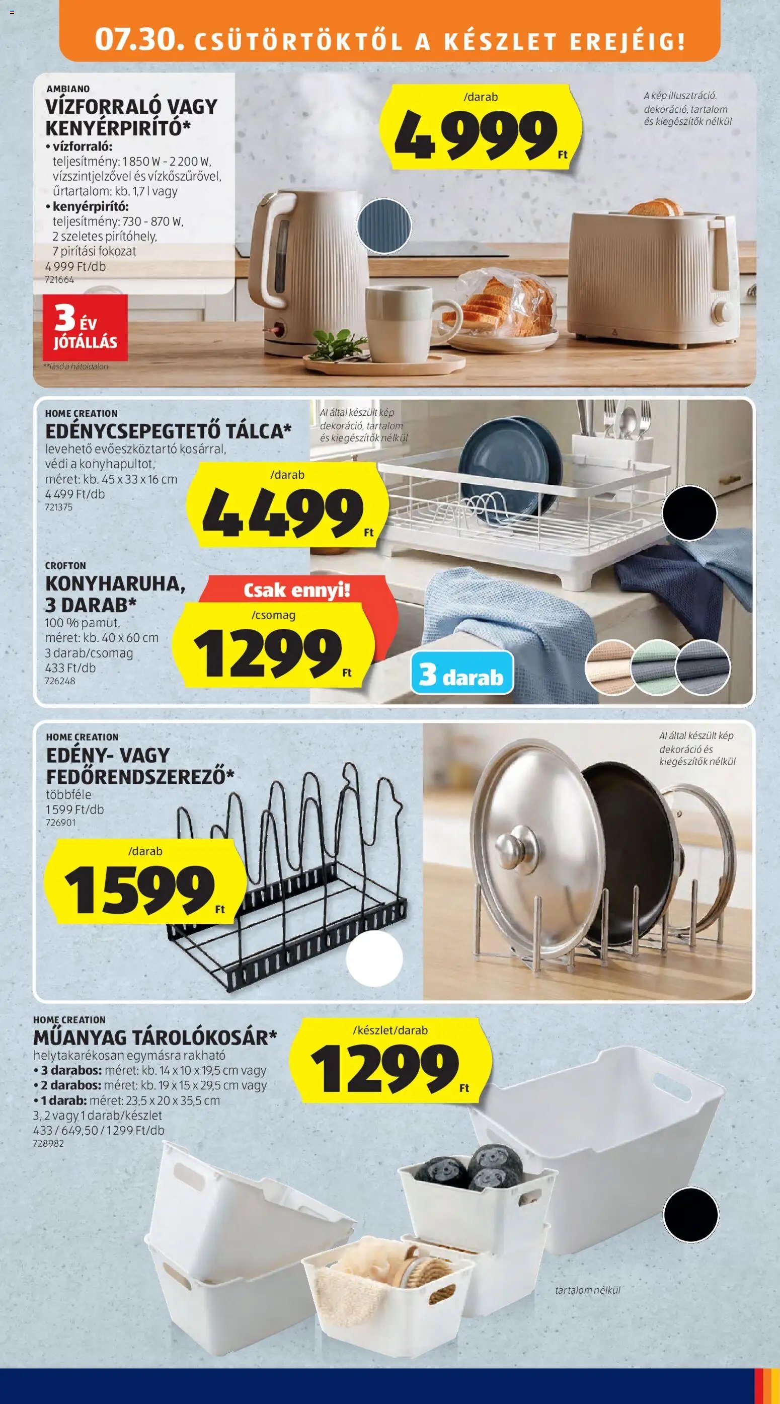 Aldi újság 2026.07.30. Aldi Középső sor termékei