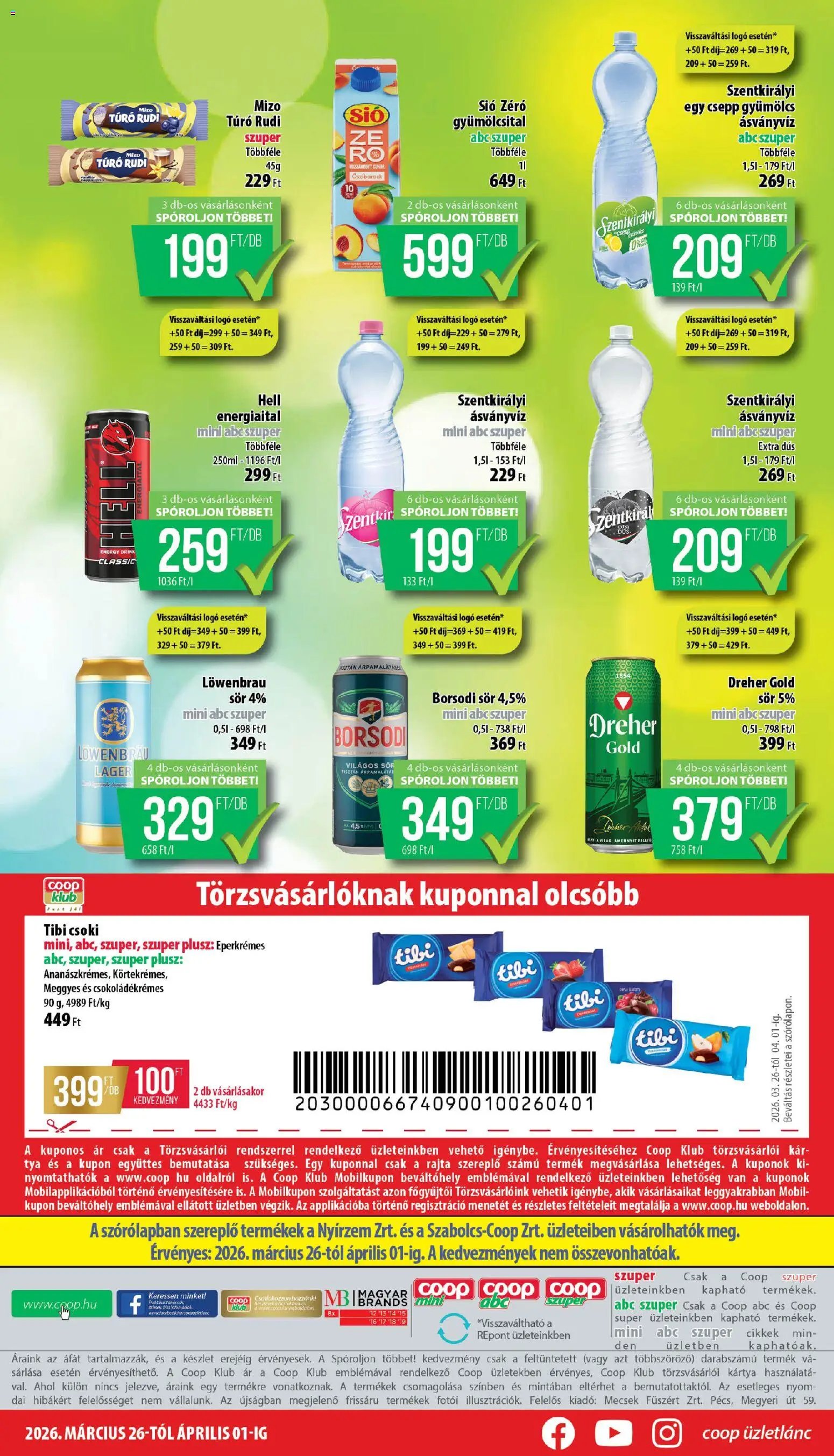 COOP újság 2026.03.26. COOP - Mini & Abc & Szuper / Nyírzem (2026-03-26 - 2026-04-01)