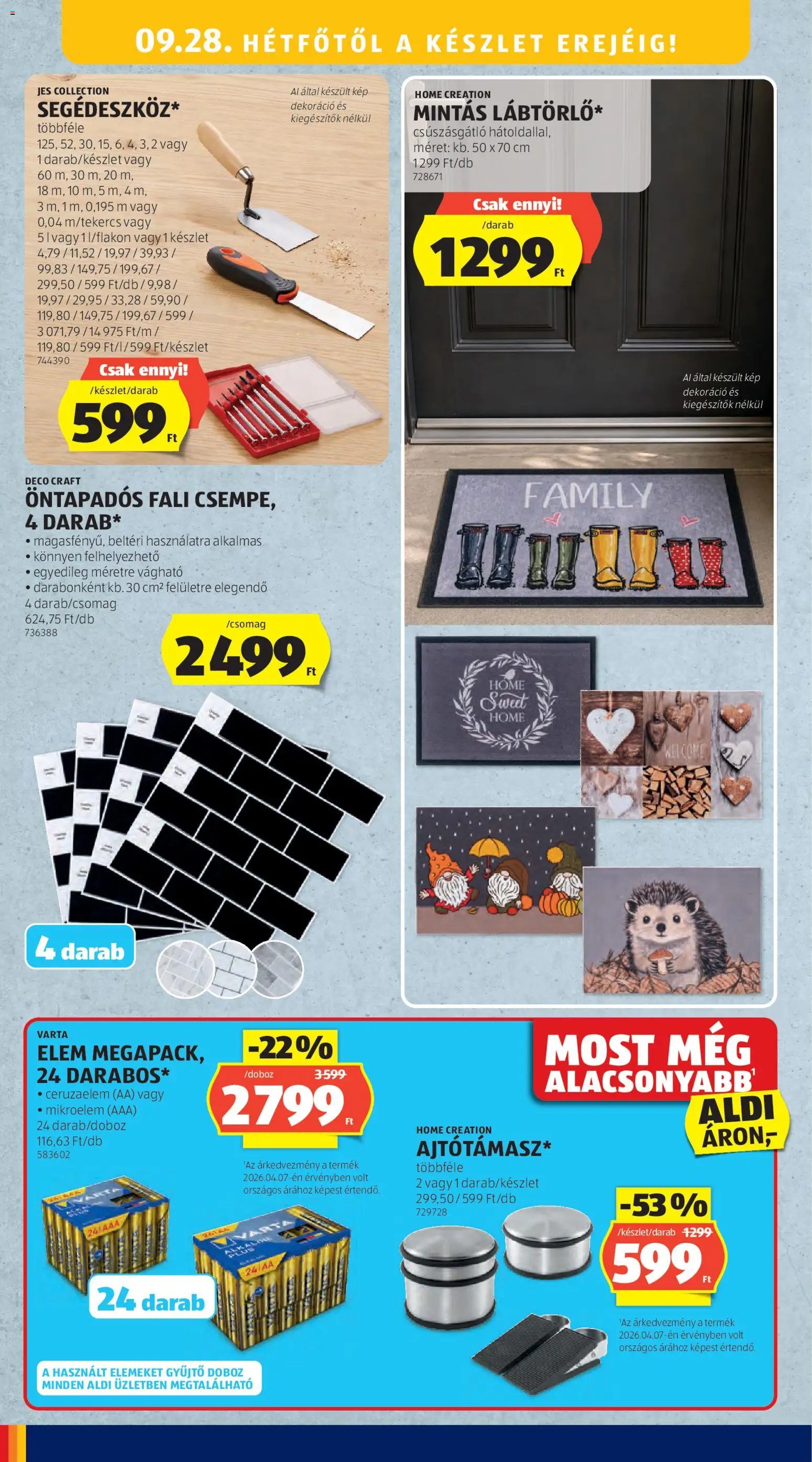 Aldi újság 2026.09.24. Aldi Középső sor termékei
