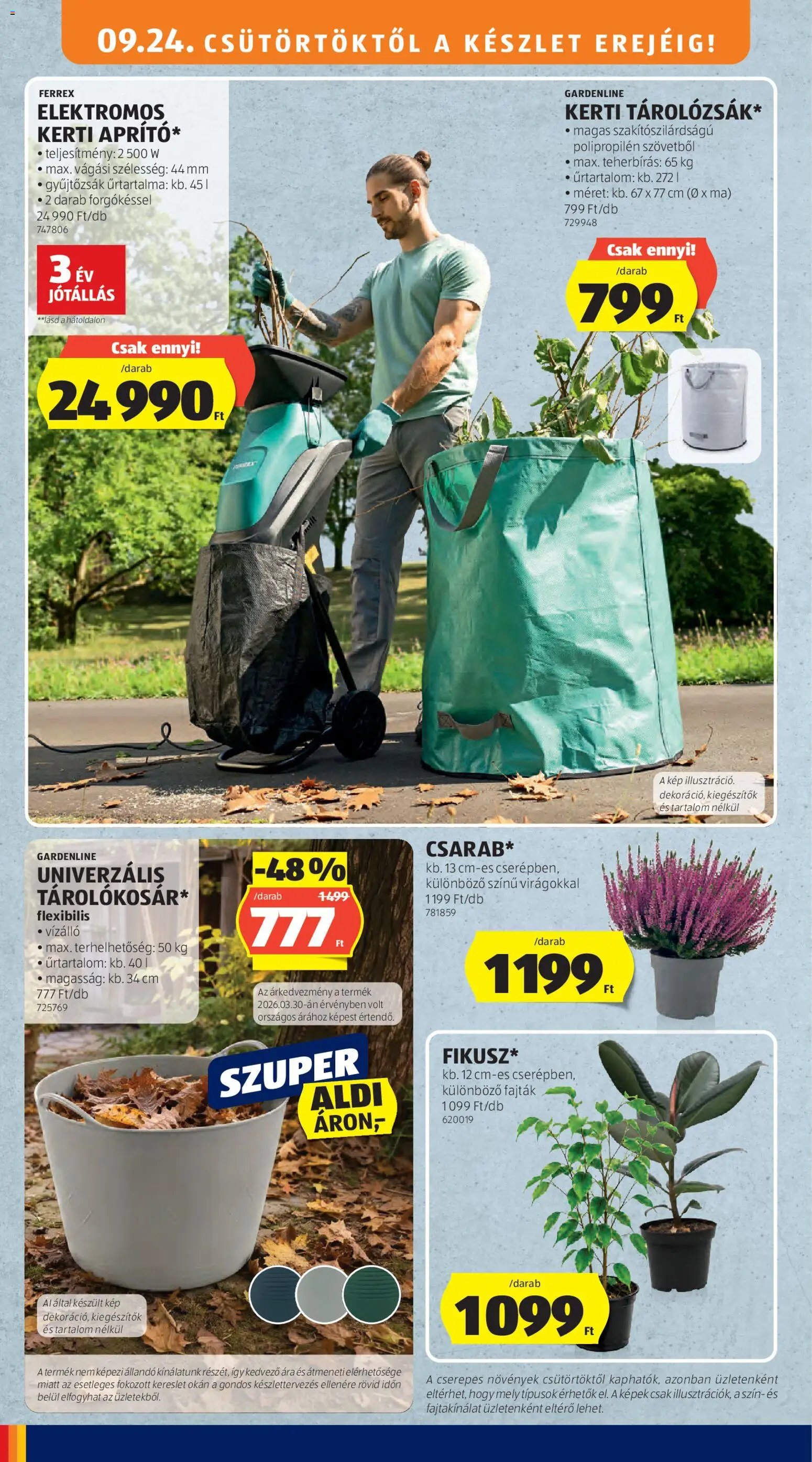 Aldi újság 2026.09.24. Aldi Középső sor termékei