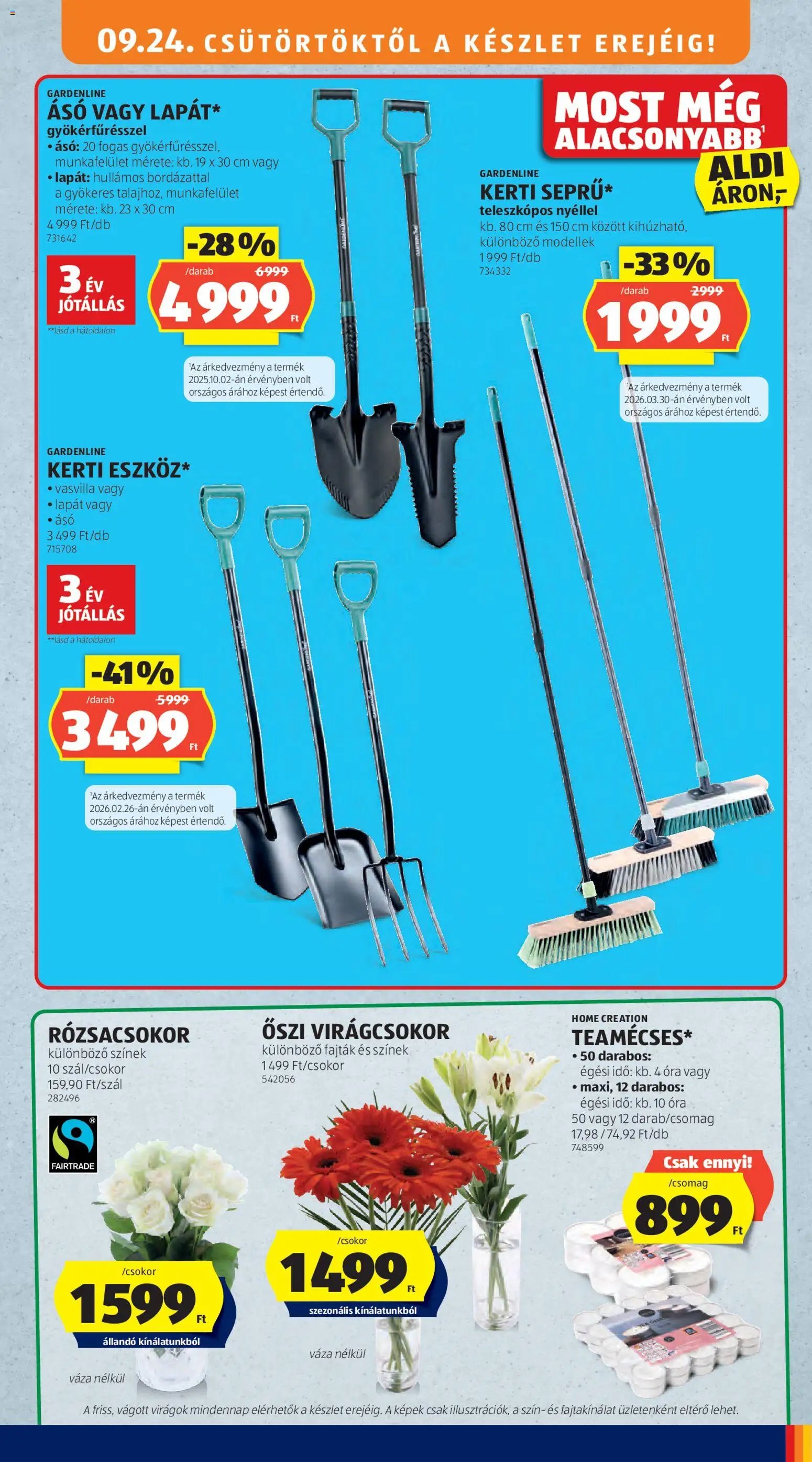 Aldi újság 2026.09.24. Aldi Középső sor termékei