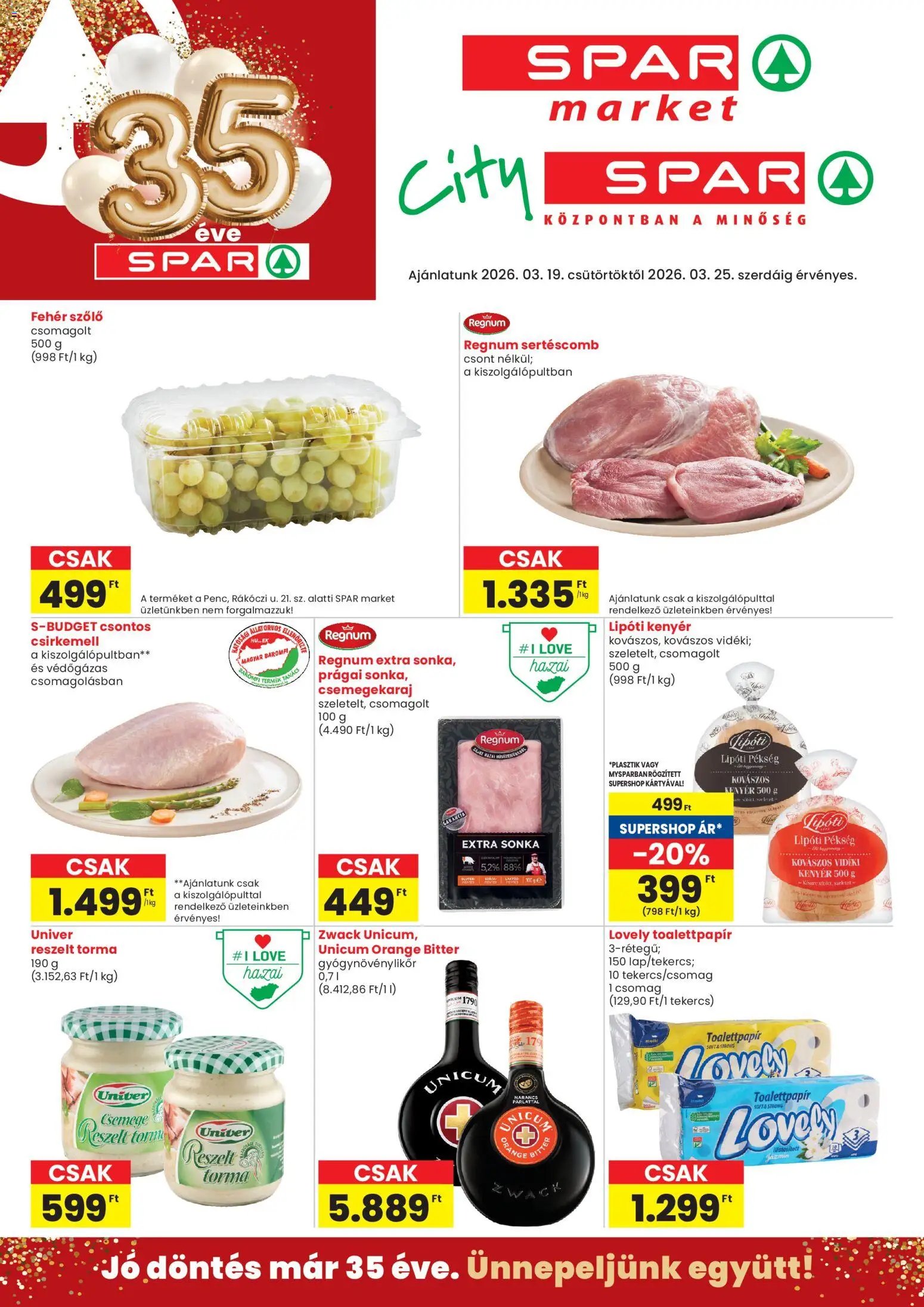 Spar újság 2026.03.19. Spar City szórólap (2026-03-19 - 2026-03-25)