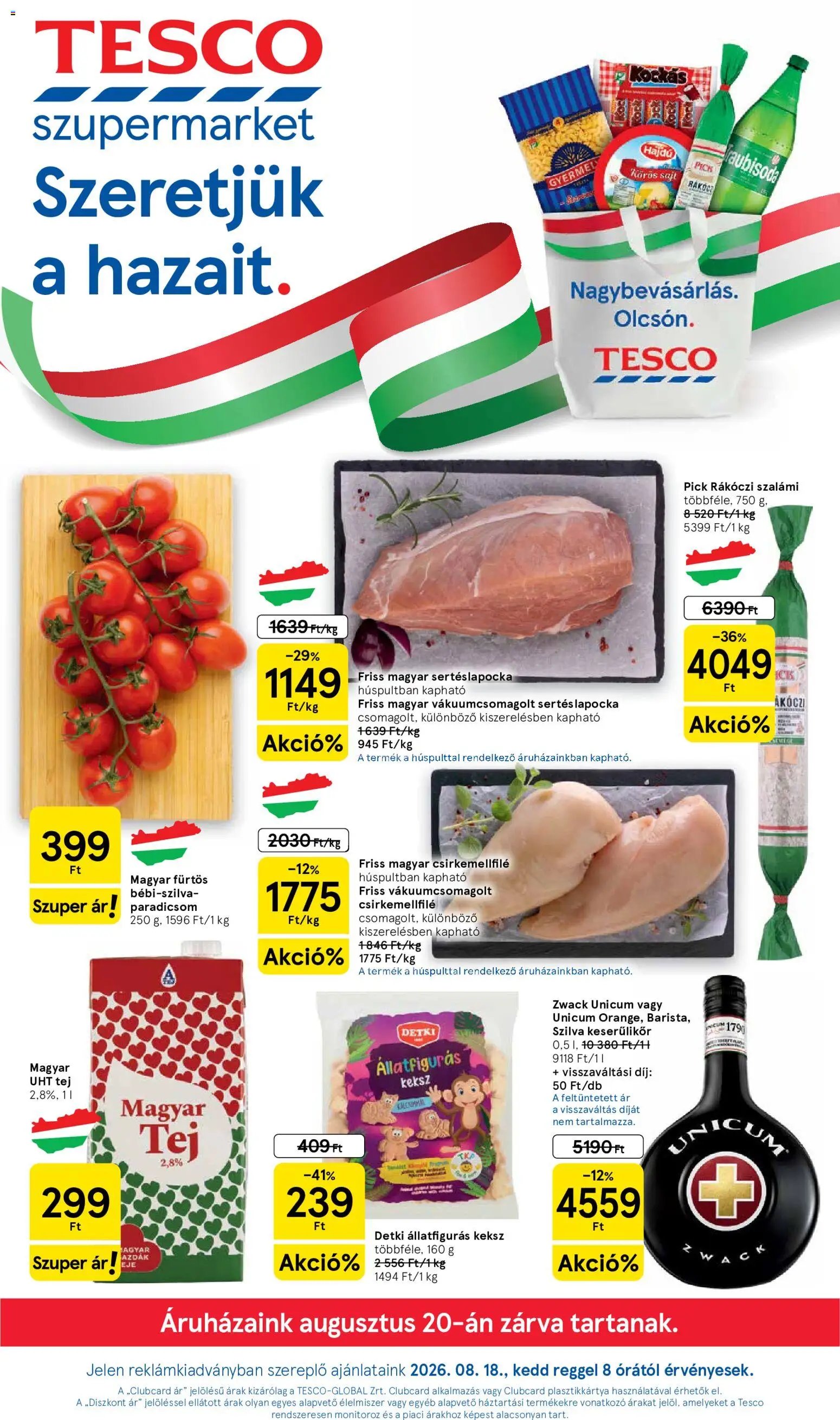 Tesco újság 2026.08.18. Tesco Szupermarket akciós újság