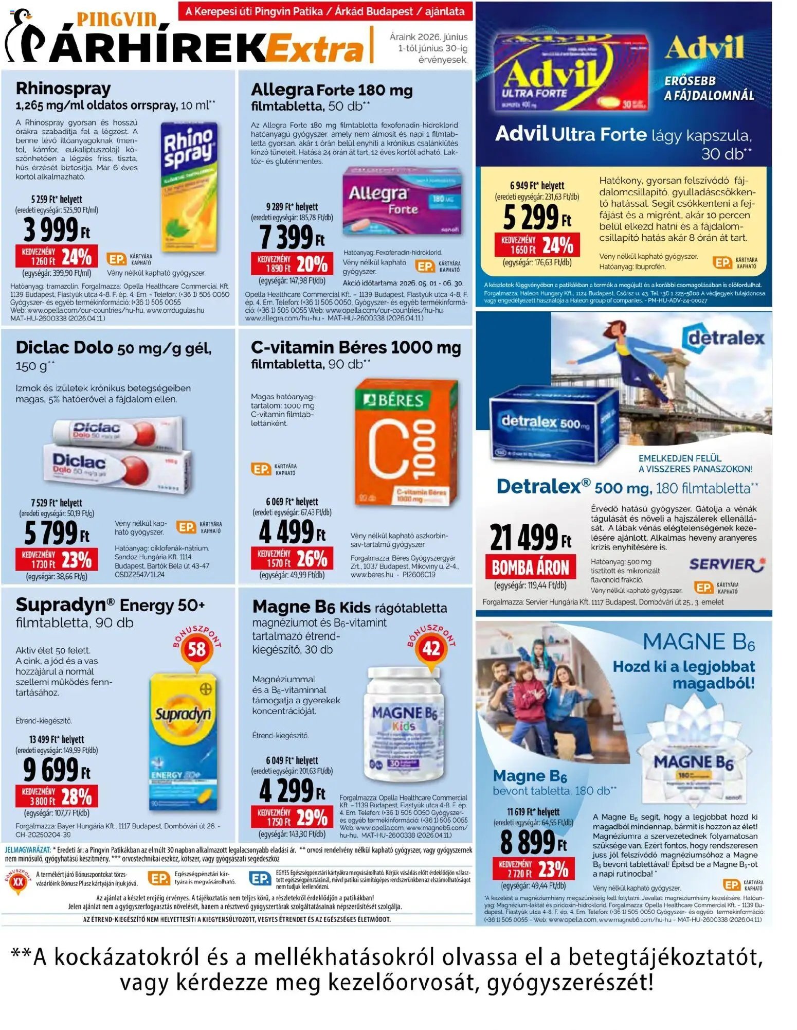 Pingvin Patika újság 2026.06.01. Pingvin Patika Árhírek Extra