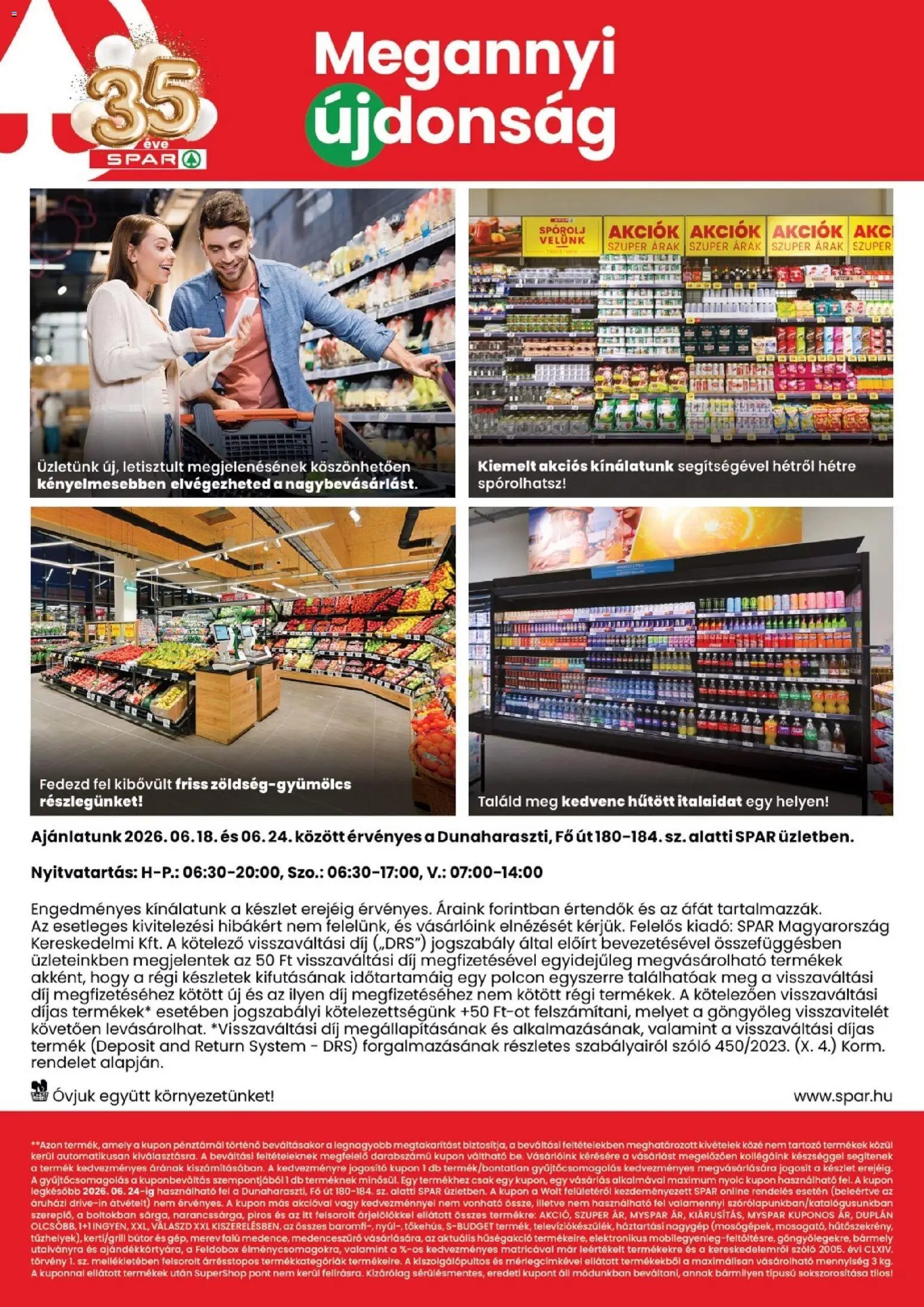 Spar újság 2026.06.18. Spar Dunaharaszti üzlet megújulás
