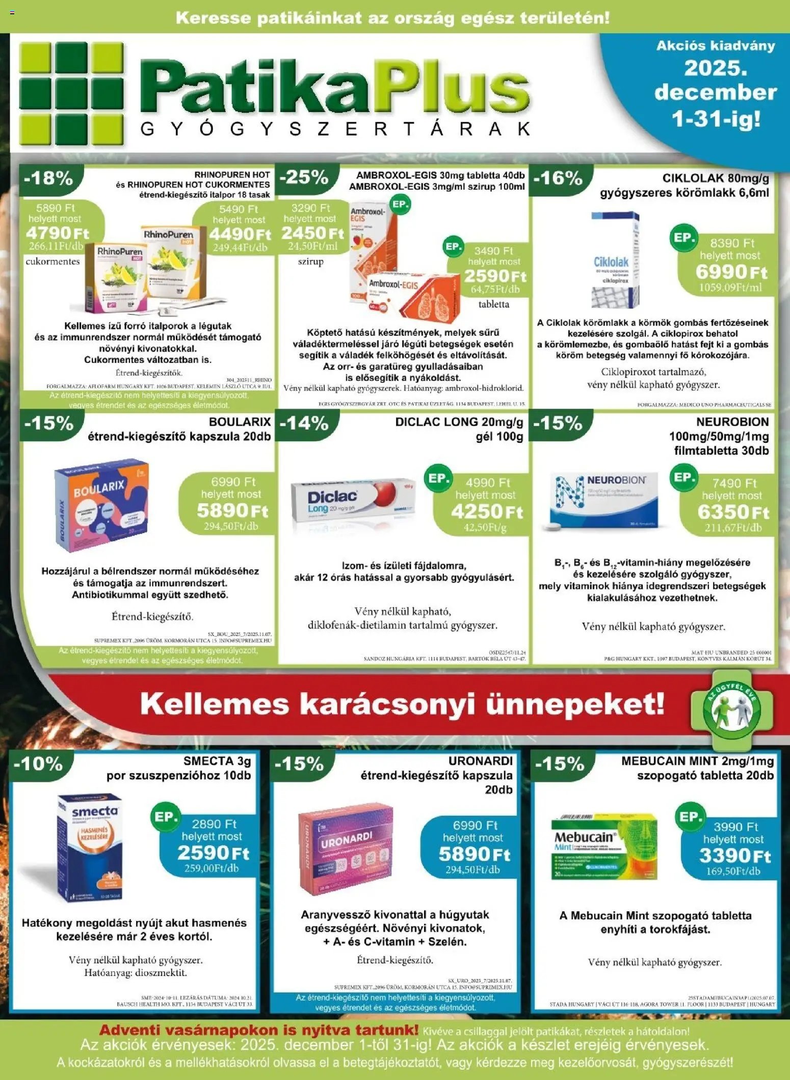 PatikaPlus újság 2025.12.01. Akciós újság PatikaPlus (2025-12-01 - 2025-12-31)