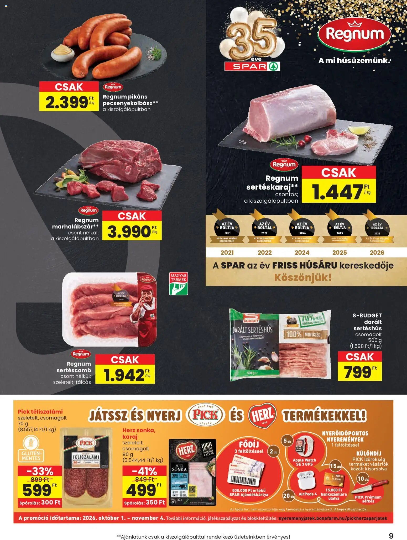 Spar újság 2026.10.01. Spar akciós újság