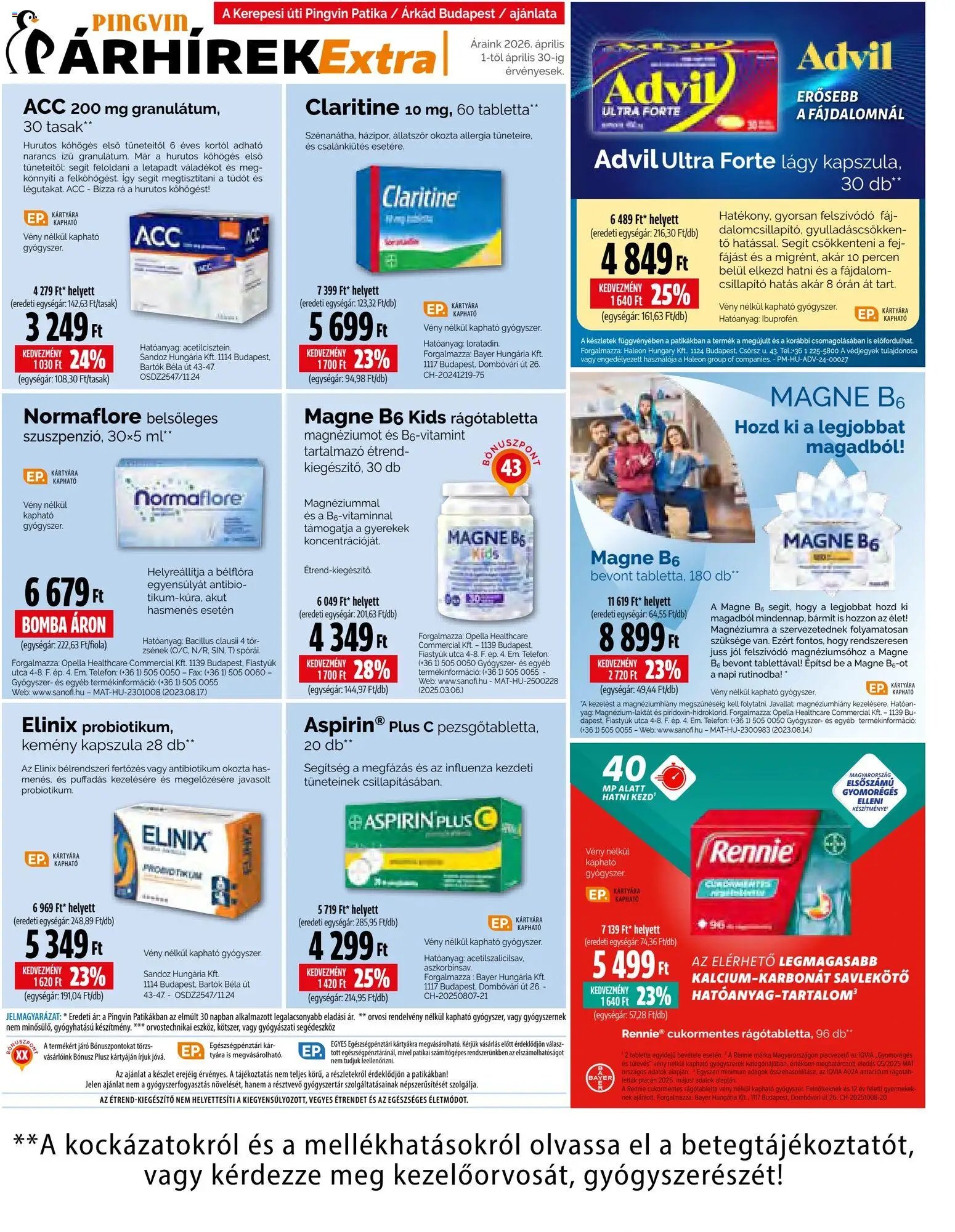 Pingvin Patika újság 2026.04.01. Pingvin Patika Pingvin Árhírek Extra (2026-04-01 - 2026-04-30)