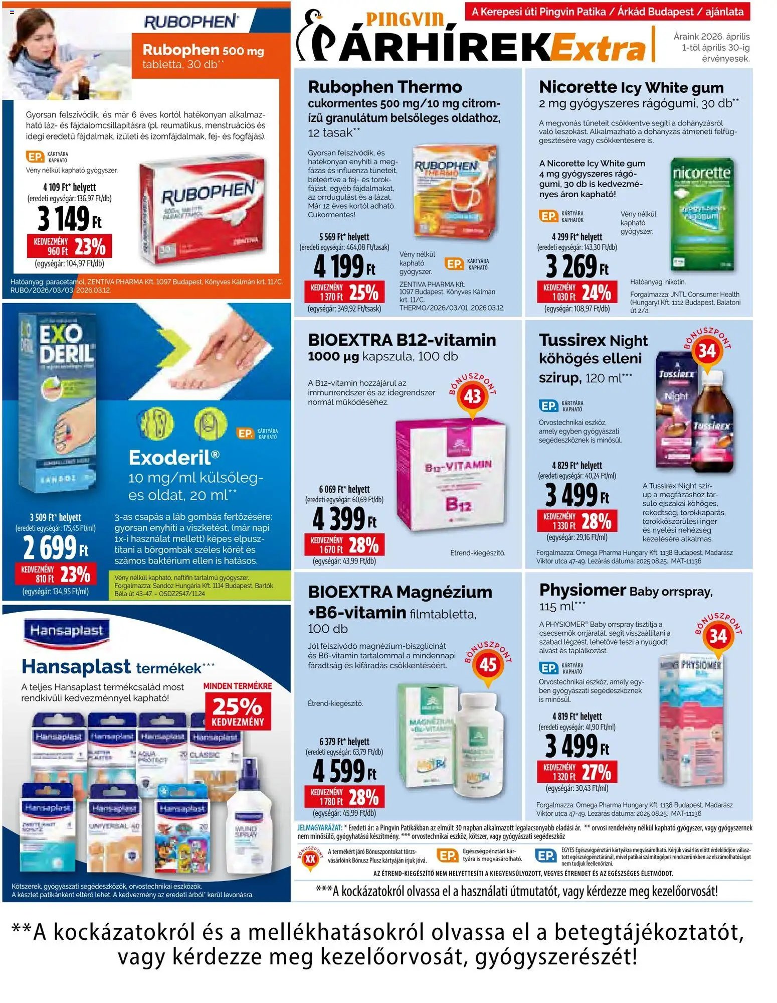 Pingvin Patika újság 2026.04.01. Pingvin Patika Pingvin Árhírek Extra (2026-04-01 - 2026-04-30)