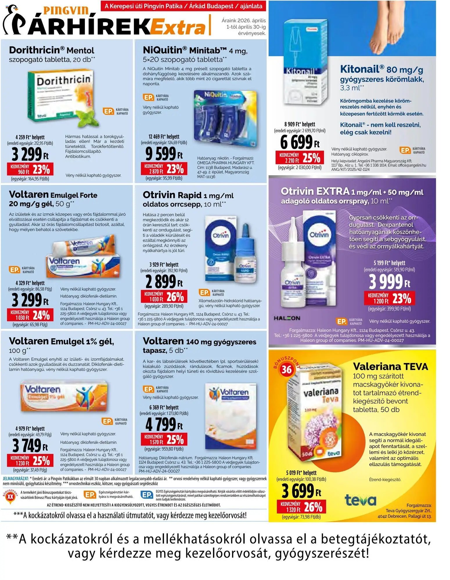 Pingvin Patika újság 2026.04.01. Pingvin Patika Pingvin Árhírek Extra (2026-04-01 - 2026-04-30)