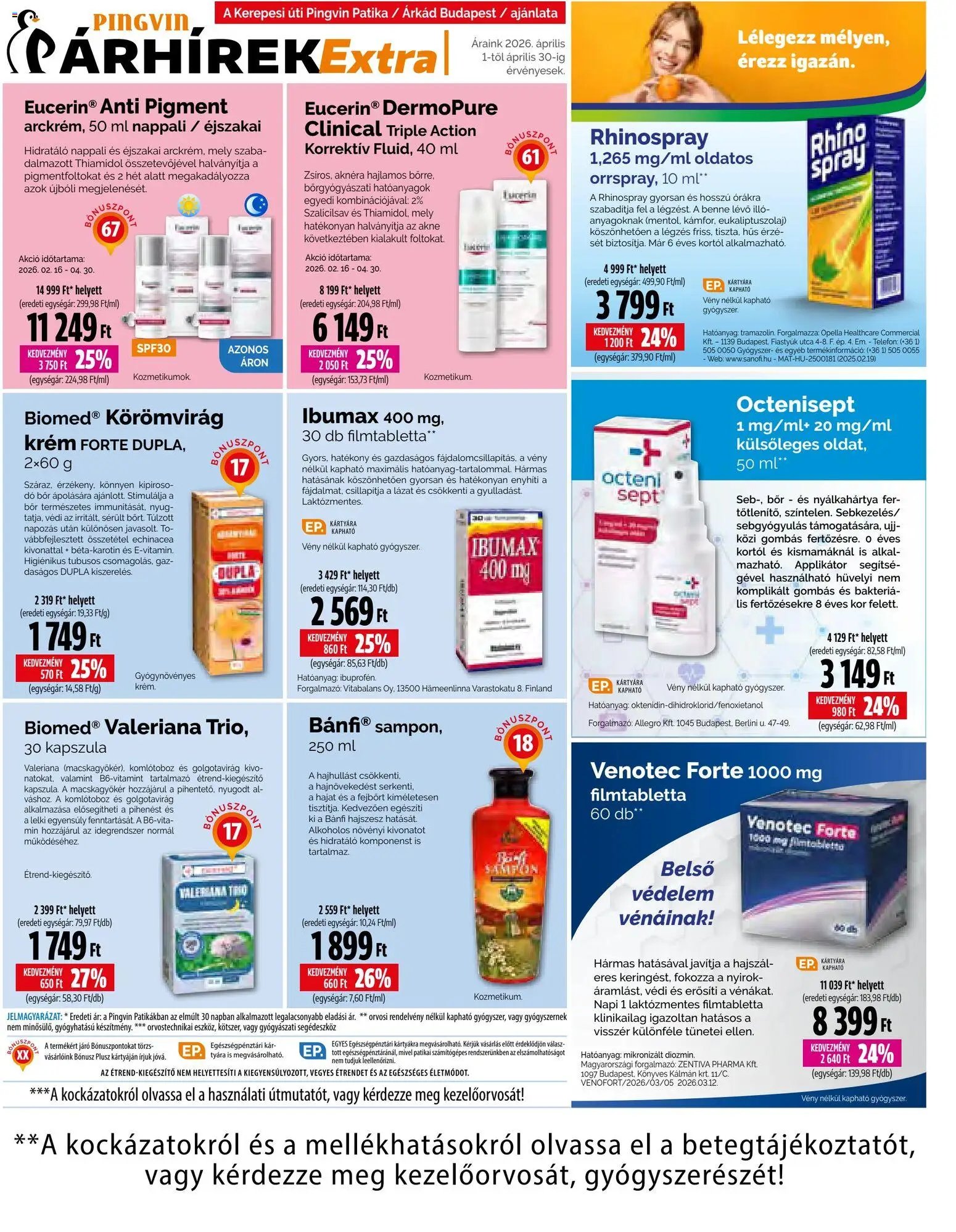 Pingvin Patika újság 2026.04.01. Pingvin Patika Pingvin Árhírek Extra (2026-04-01 - 2026-04-30)