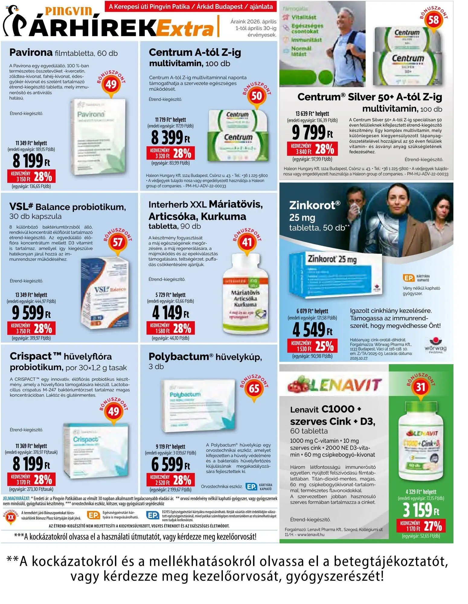 Pingvin Patika újság 2026.04.01. Pingvin Patika Pingvin Árhírek Extra (2026-04-01 - 2026-04-30)