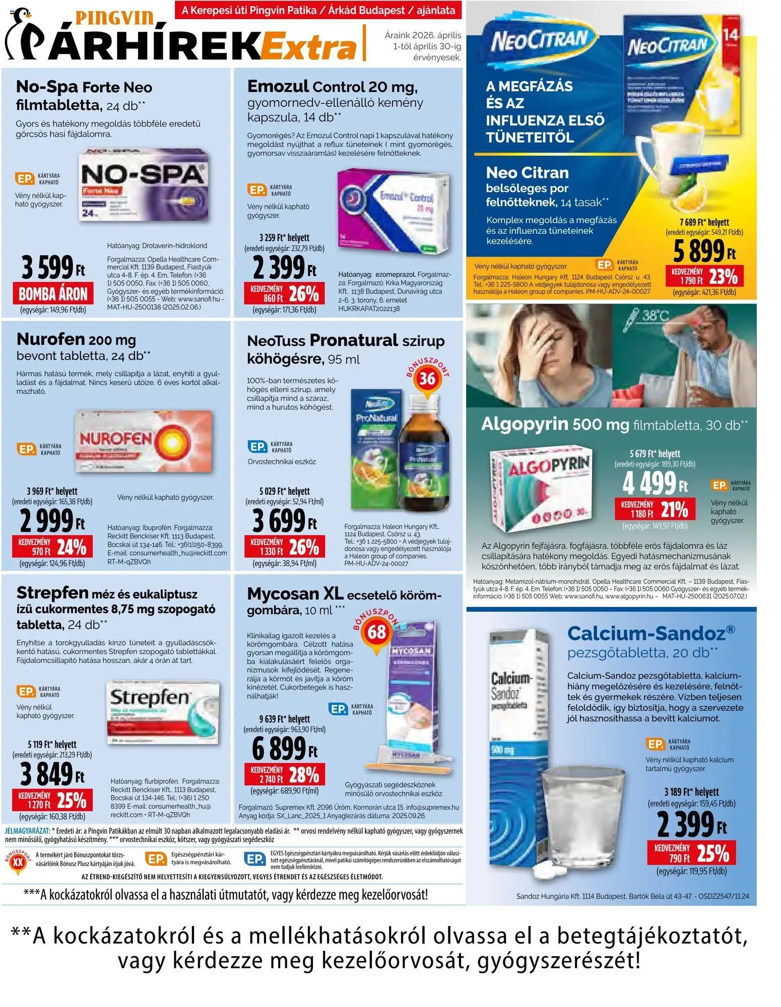 Pingvin Patika újság 2026.04.01. Pingvin Patika Pingvin Árhírek Extra (2026-04-01 - 2026-04-30)