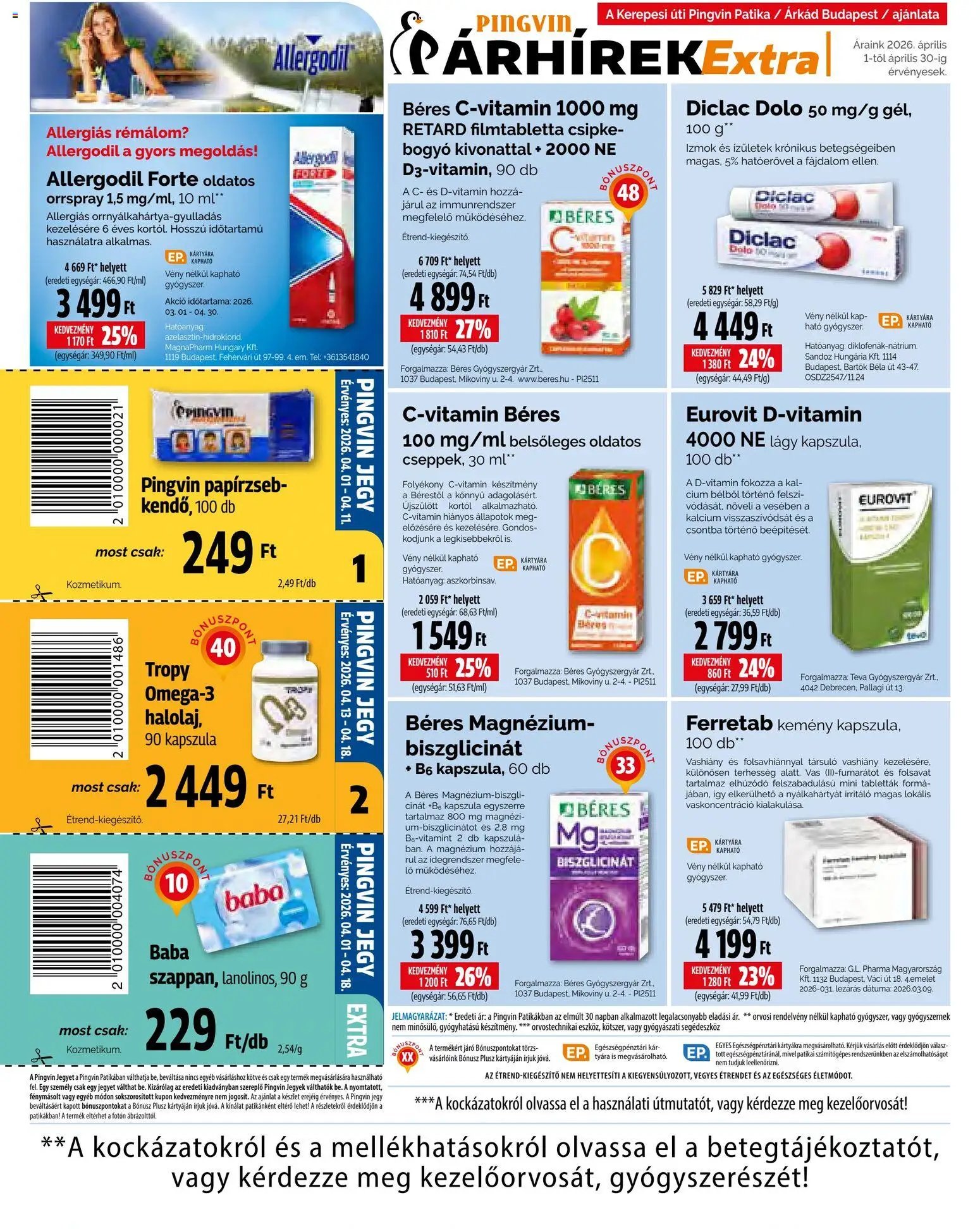 Pingvin Patika újság 2026.04.01. Pingvin Patika Pingvin Árhírek Extra (2026-04-01 - 2026-04-30)
