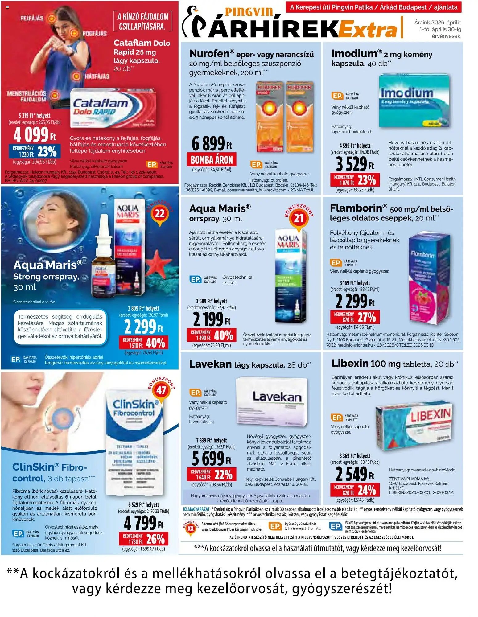 Pingvin Patika újság 2026.04.01. Pingvin Patika Pingvin Árhírek Extra (2026-04-01 - 2026-04-30)