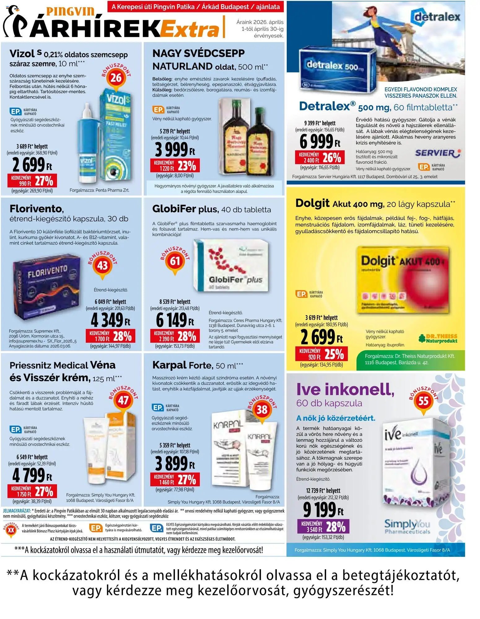 Pingvin Patika újság 2026.04.01. Pingvin Patika Pingvin Árhírek Extra (2026-04-01 - 2026-04-30)