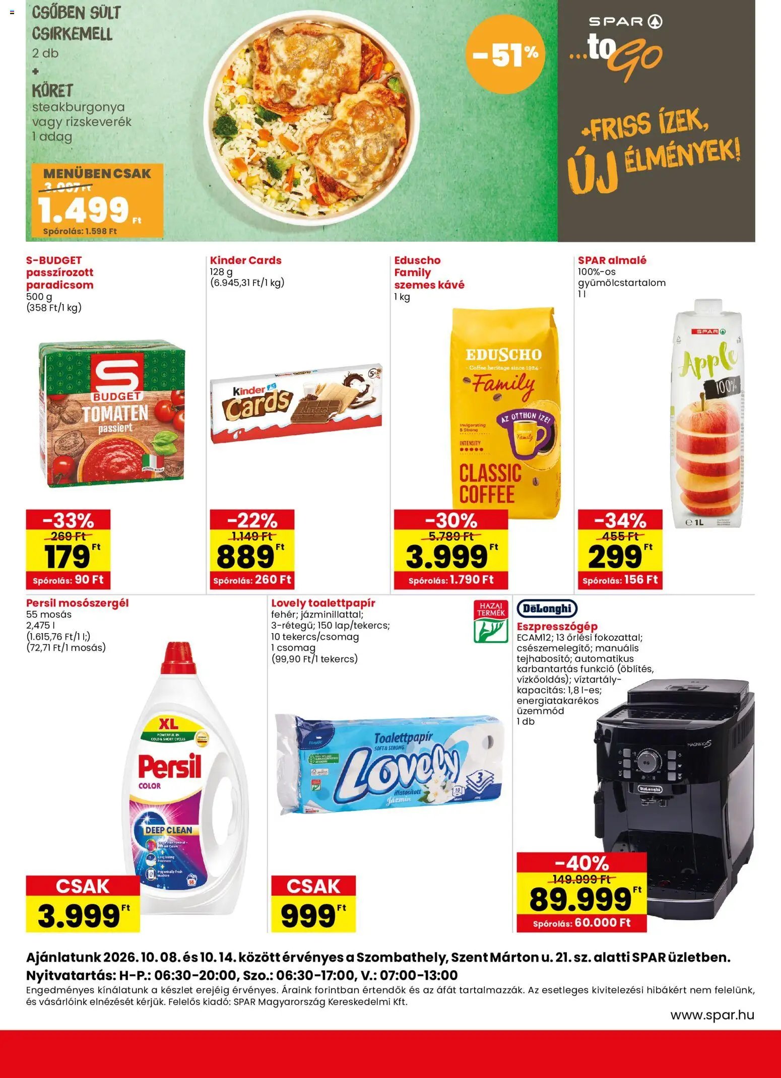 Spar újság 2026.10.08. Spar Szombathely üzlet újranyitás