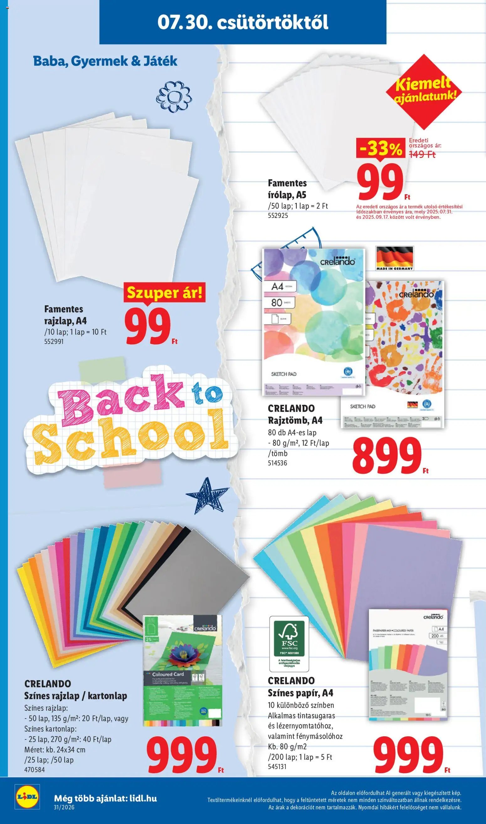 Lidl újság 2026.07.30. Lidl Iskolakezdési