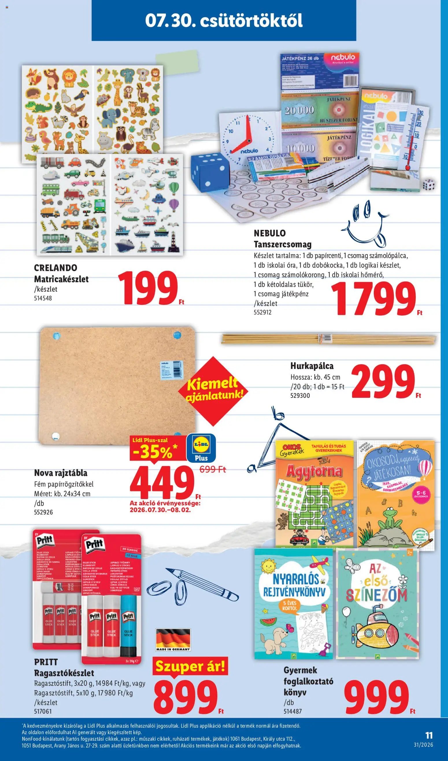 Lidl újság 2026.07.30. Lidl Iskolakezdési