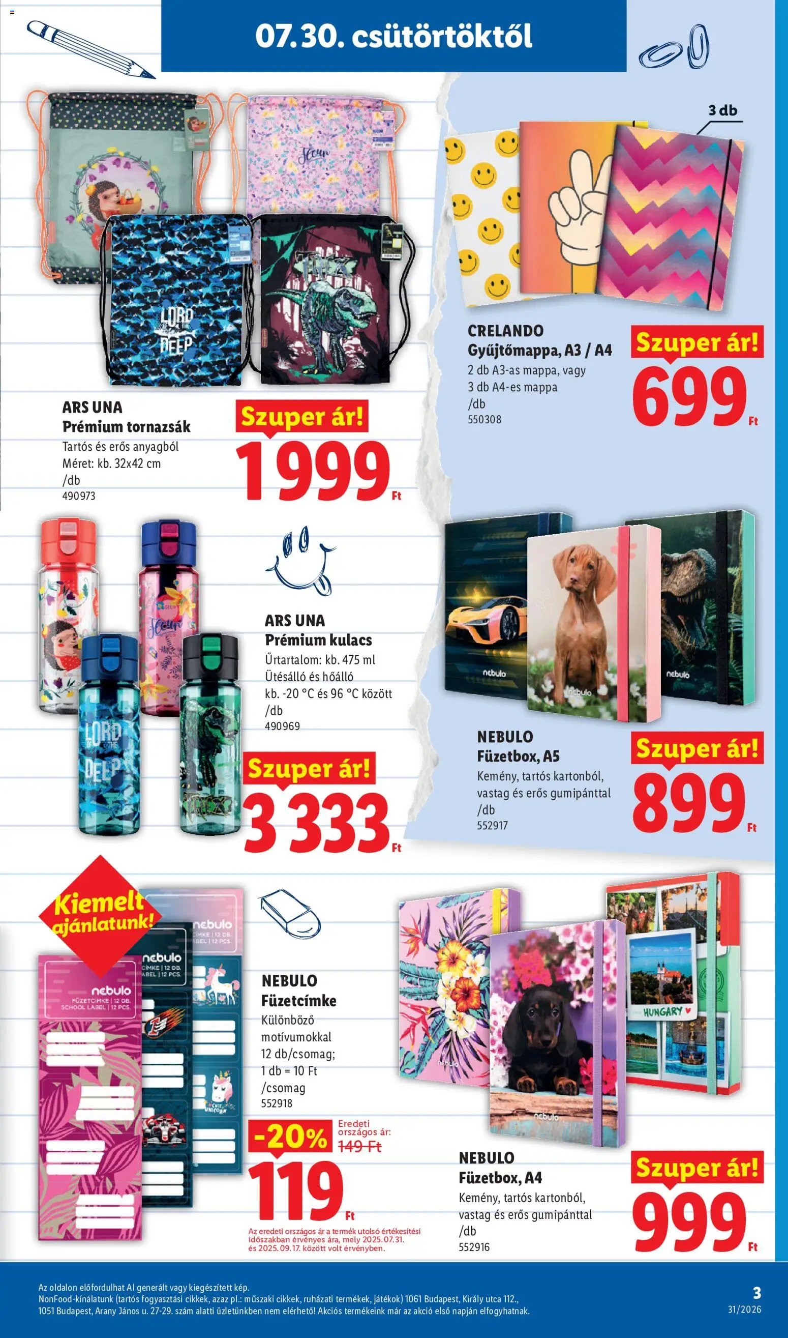 Lidl újság 2026.07.30. Lidl Iskolakezdési
