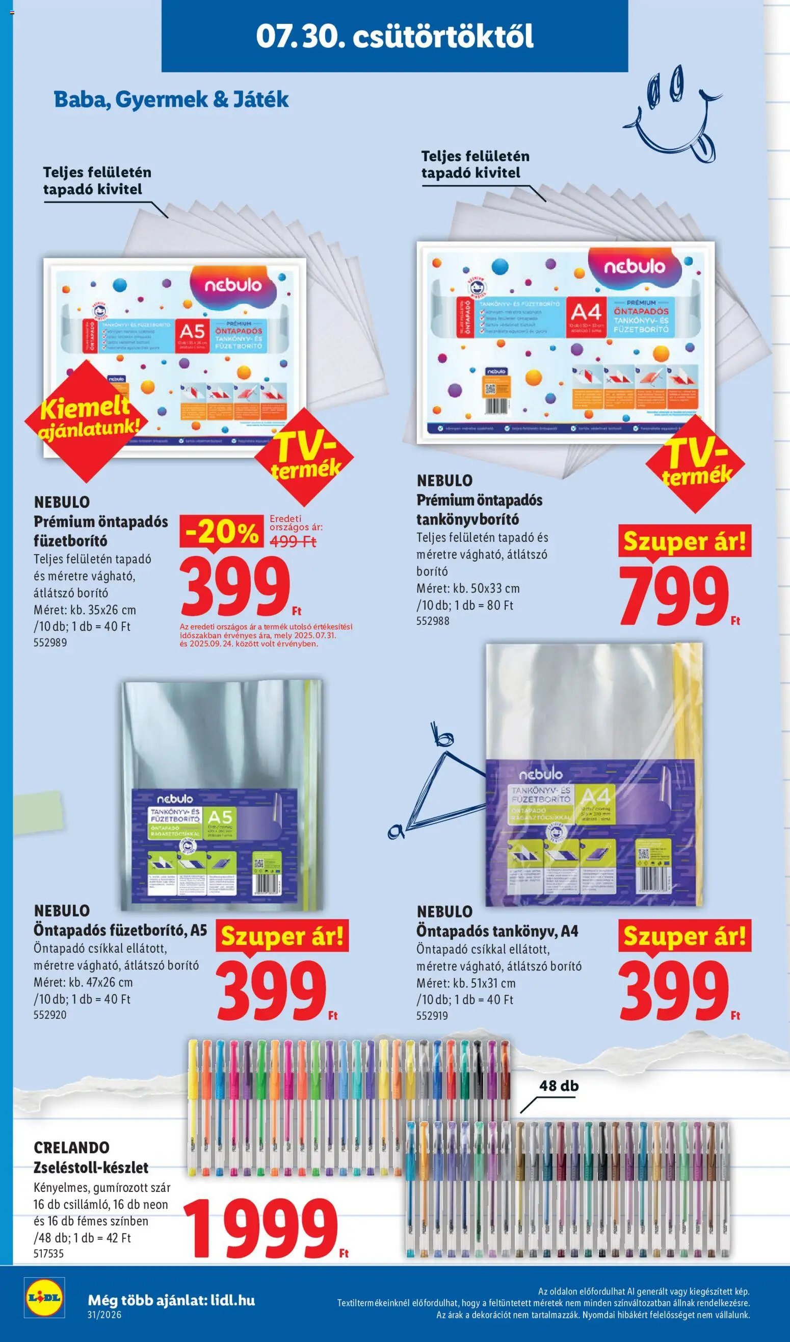 Lidl újság 2026.07.30. Lidl Iskolakezdési