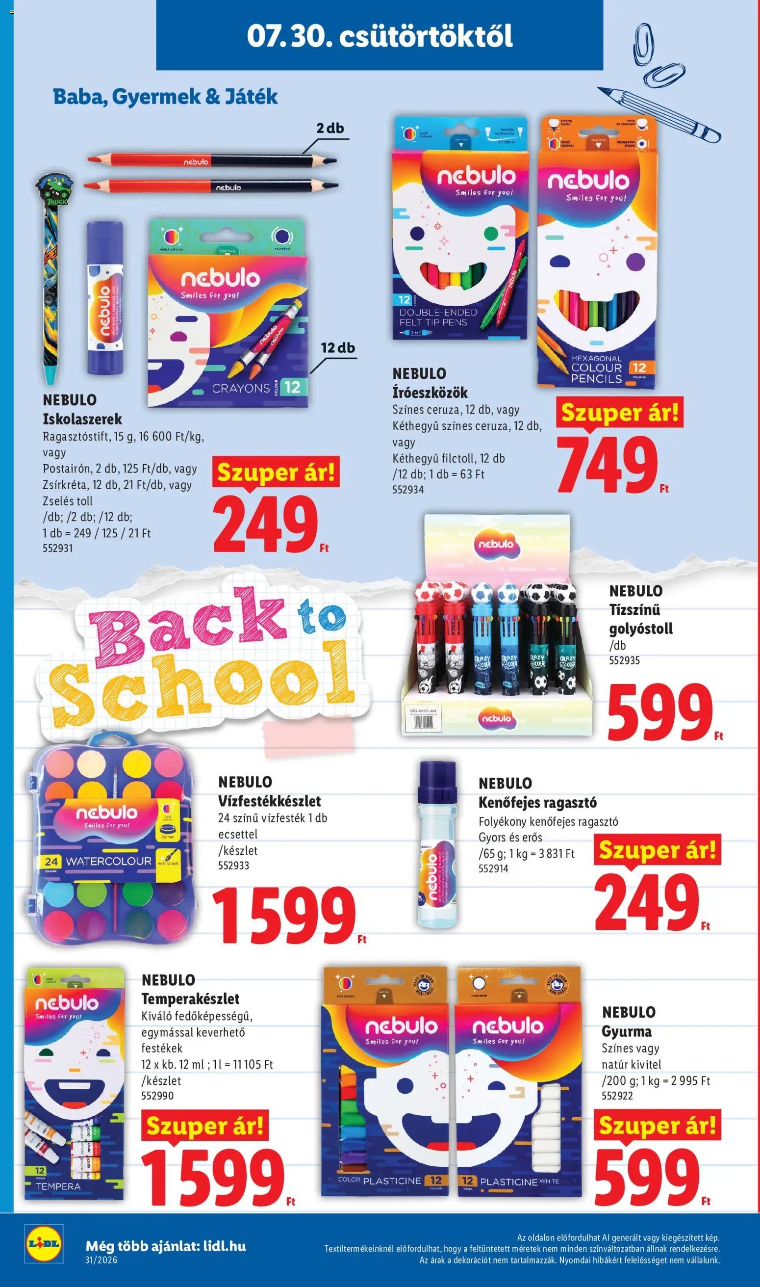 Lidl újság 2026.07.30. Lidl Iskolakezdési