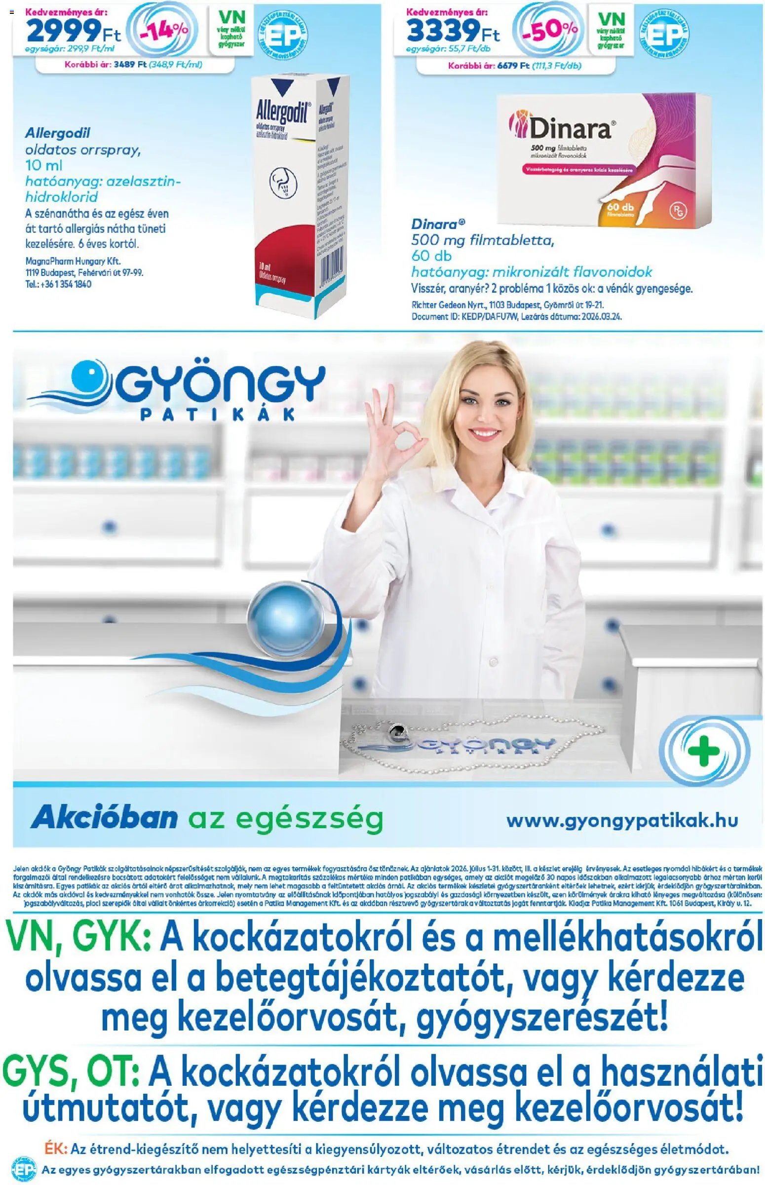 Gyöngy Patikák újság 2026.07.01. Gyöngy Patikák akciós újság