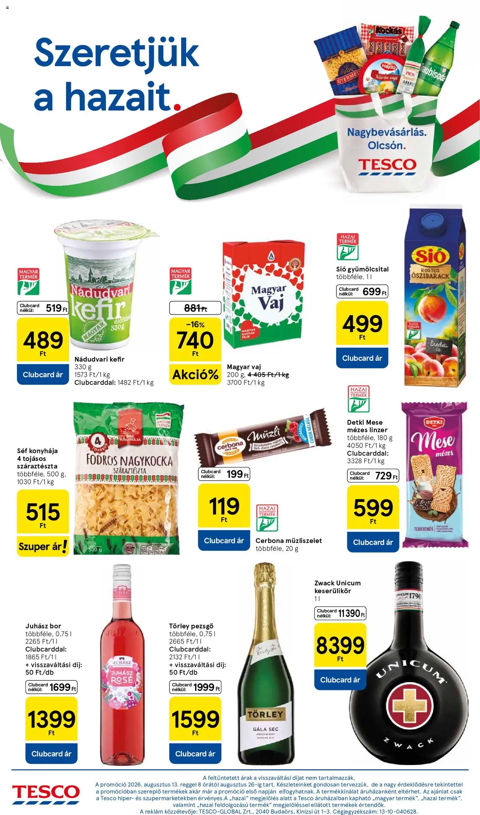 Tesco újság 2026.08.13. Tesco Szupermarket akciós újság