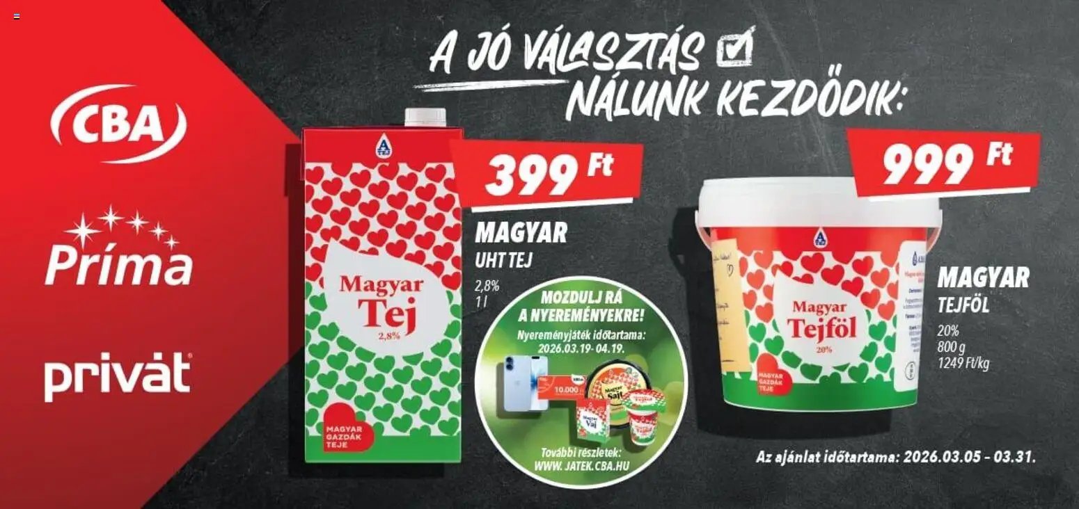 CBA újság 2026.03.05. CBA Aktuális óriásplakátok (2026-03-05 - 2026-03-31)