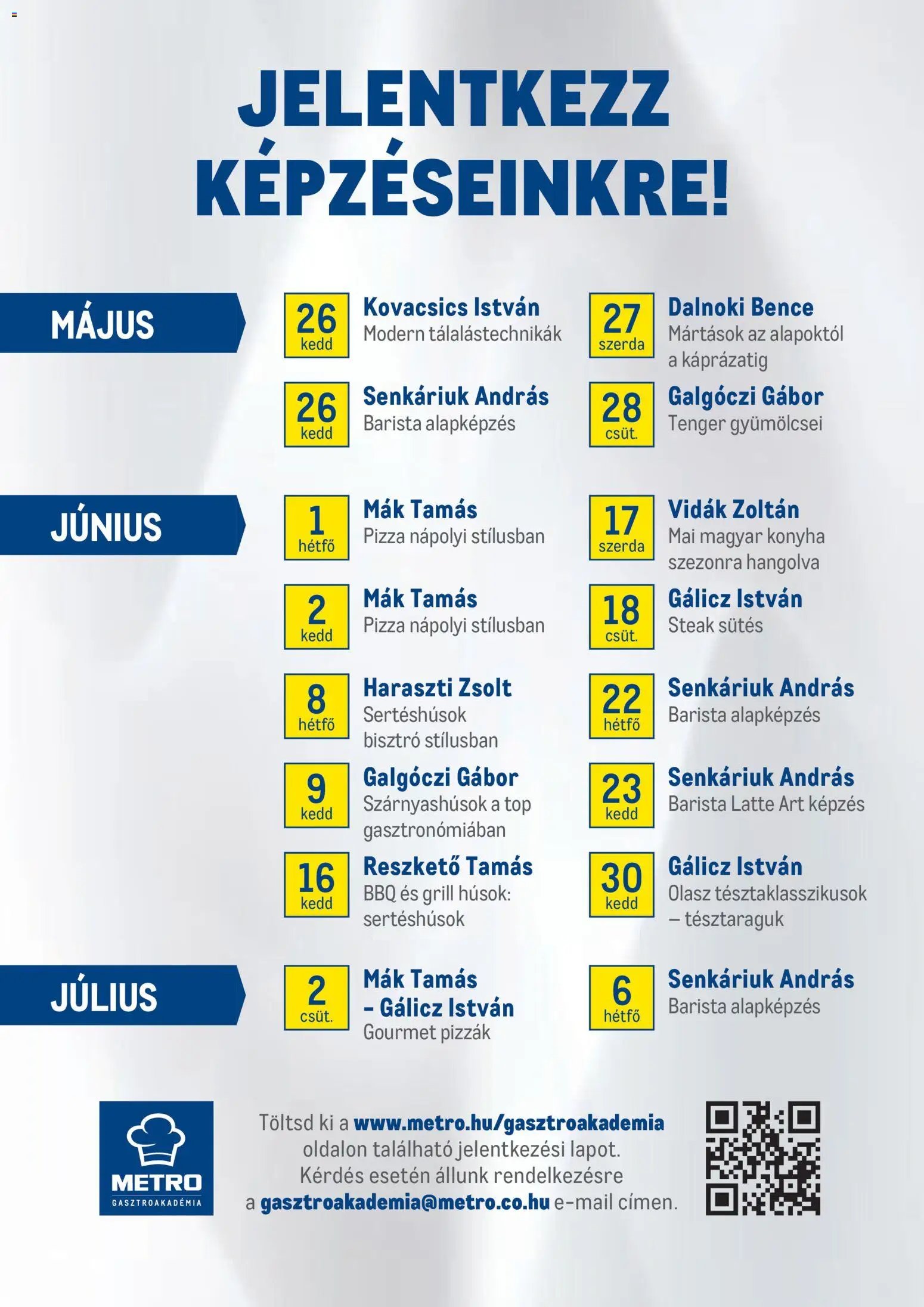 Metro újság 2026.05.05. Metro Gasztroakadémia Mesterképzések (2026-05-05 - 2026-07-31)