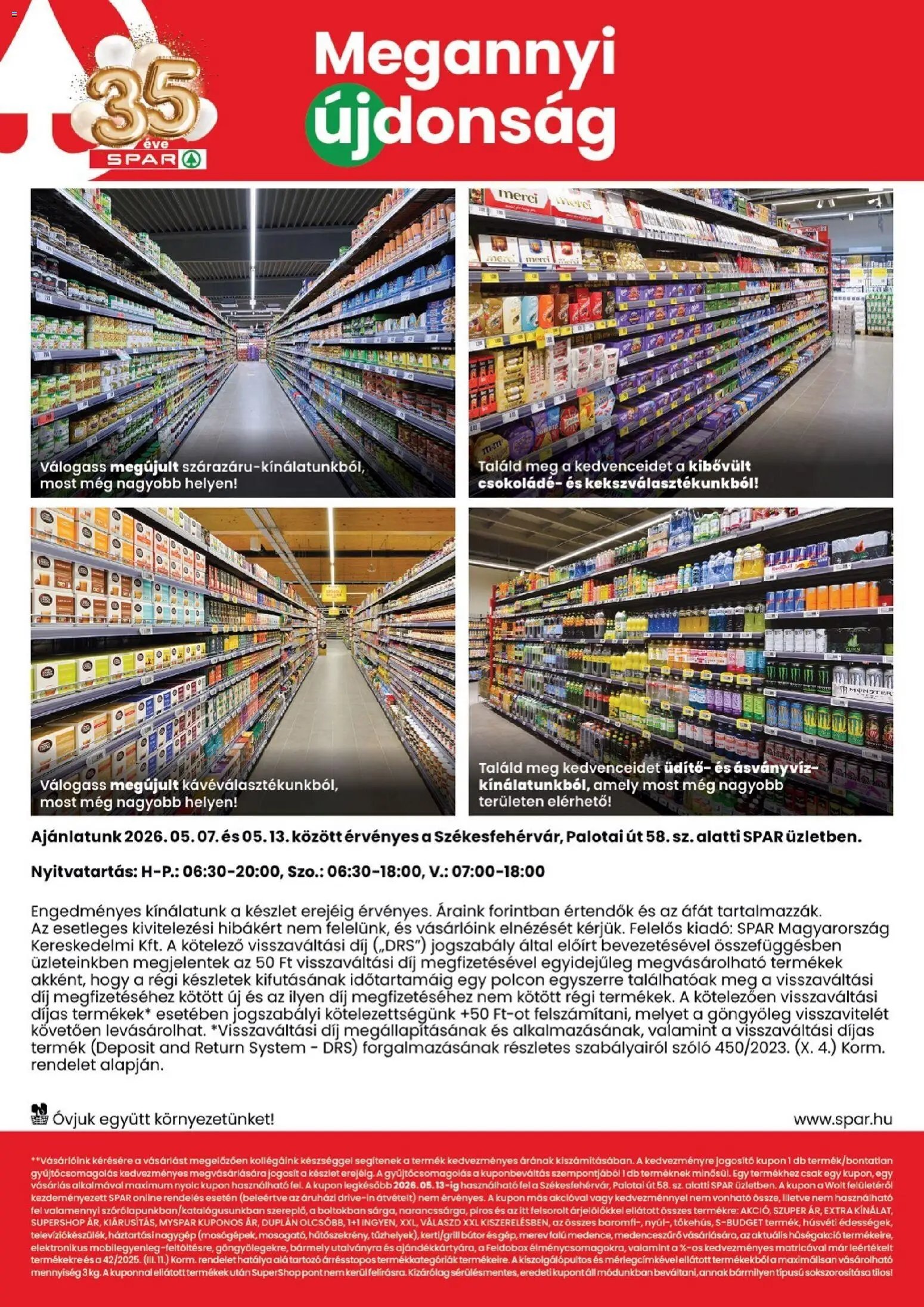 Spar újság 2026.05.07. Spar Székesfehérvár üzlet megújulás (2026-05-07 - 2026-05-13)
