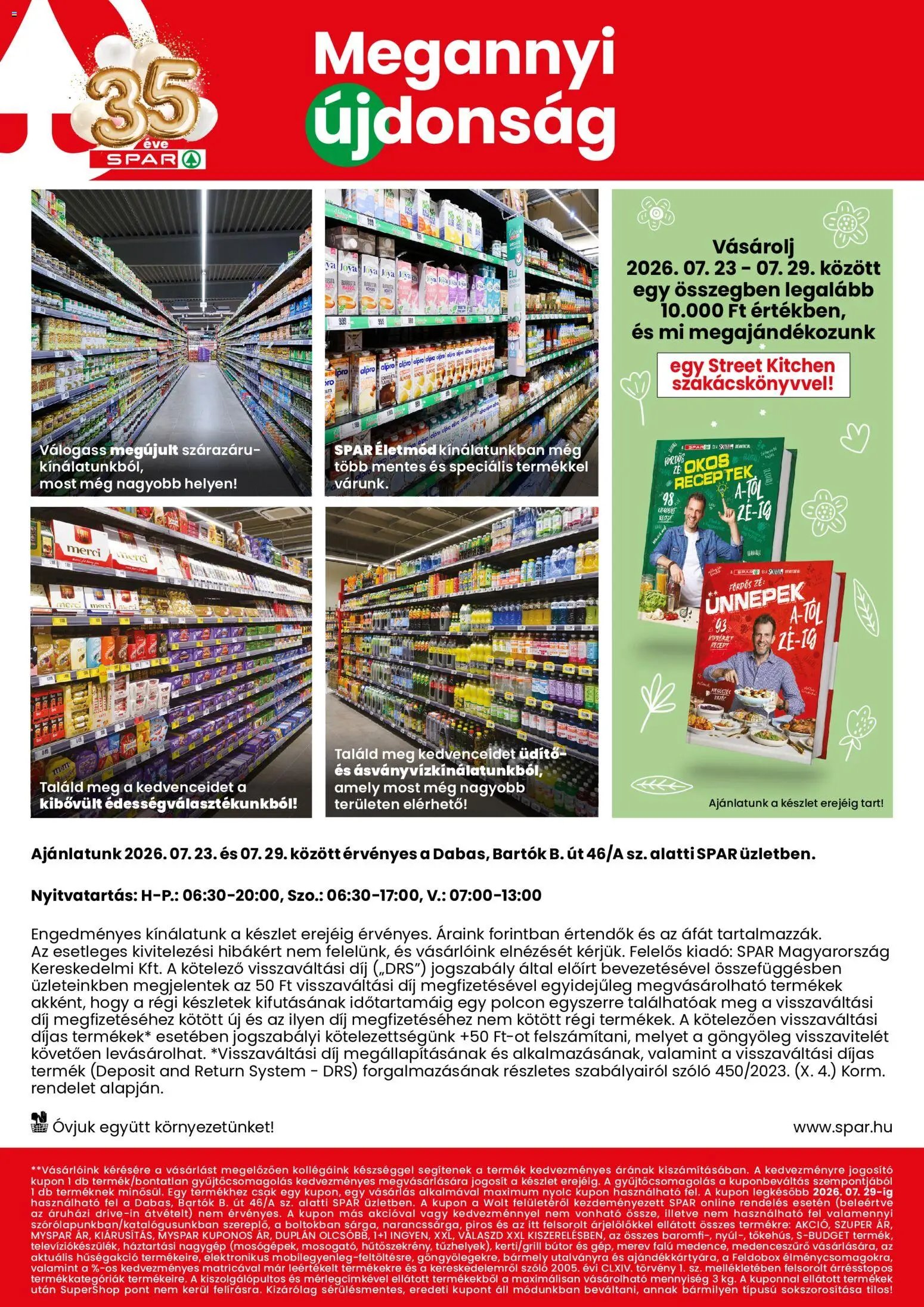Spar újság 2026.07.23. Spar Dabas üzlet megújulás