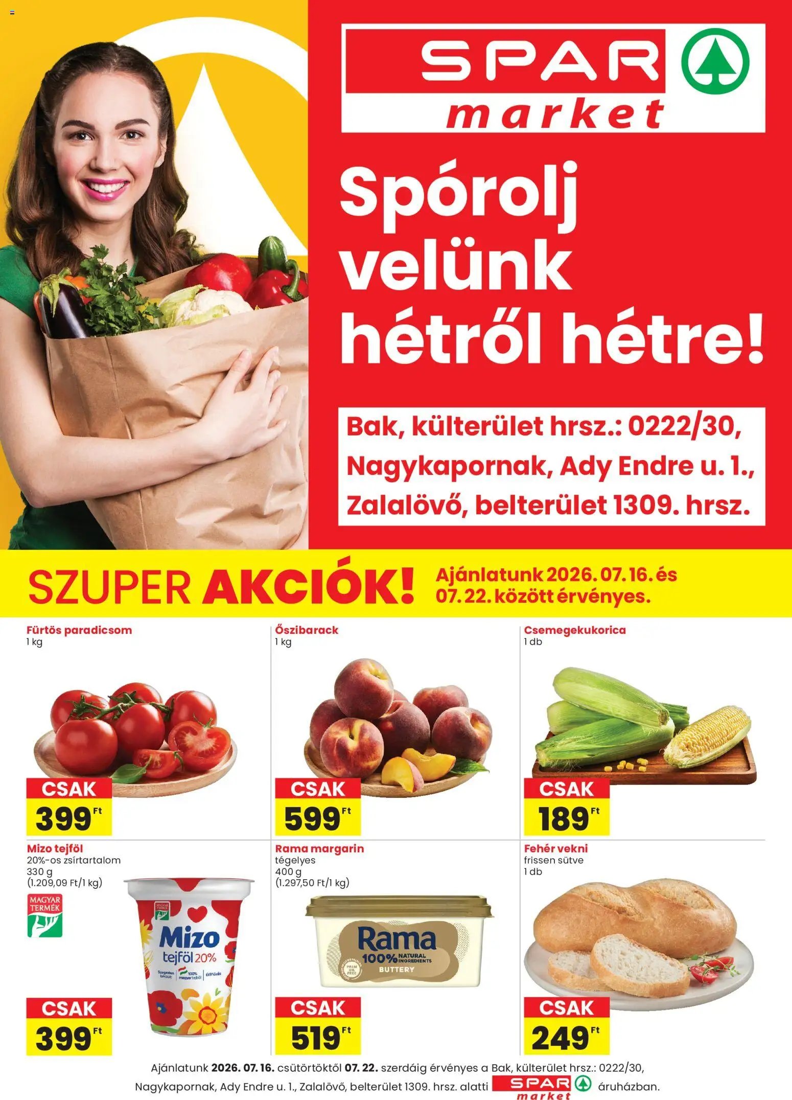 Spar Market újság 2026.07.16. Spar Market Bak, Nagykapornak, Zalalövő szórólap