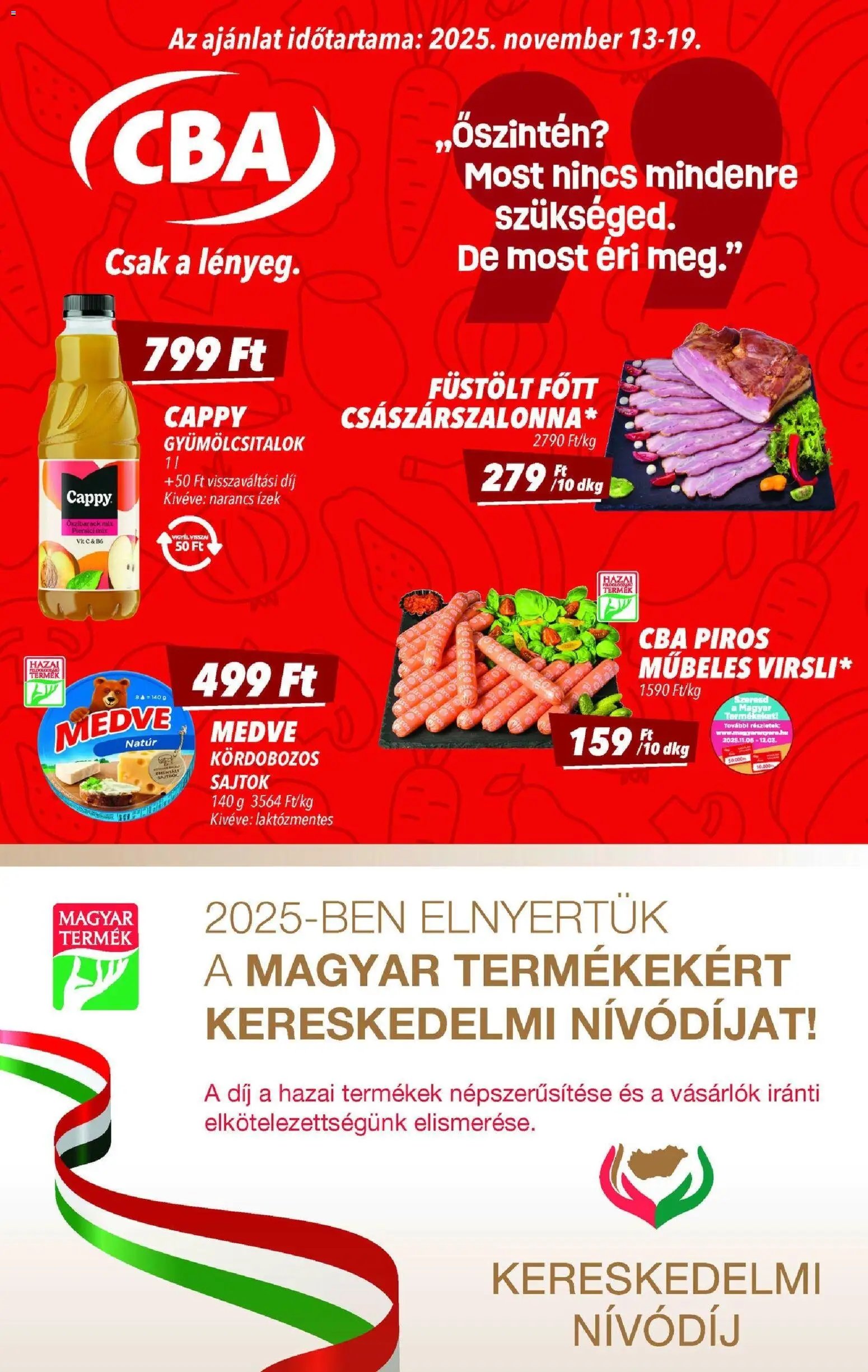 CBA újság 2025.11.13. Akciós újság CBA (2025-11-13 - 2025-11-19)