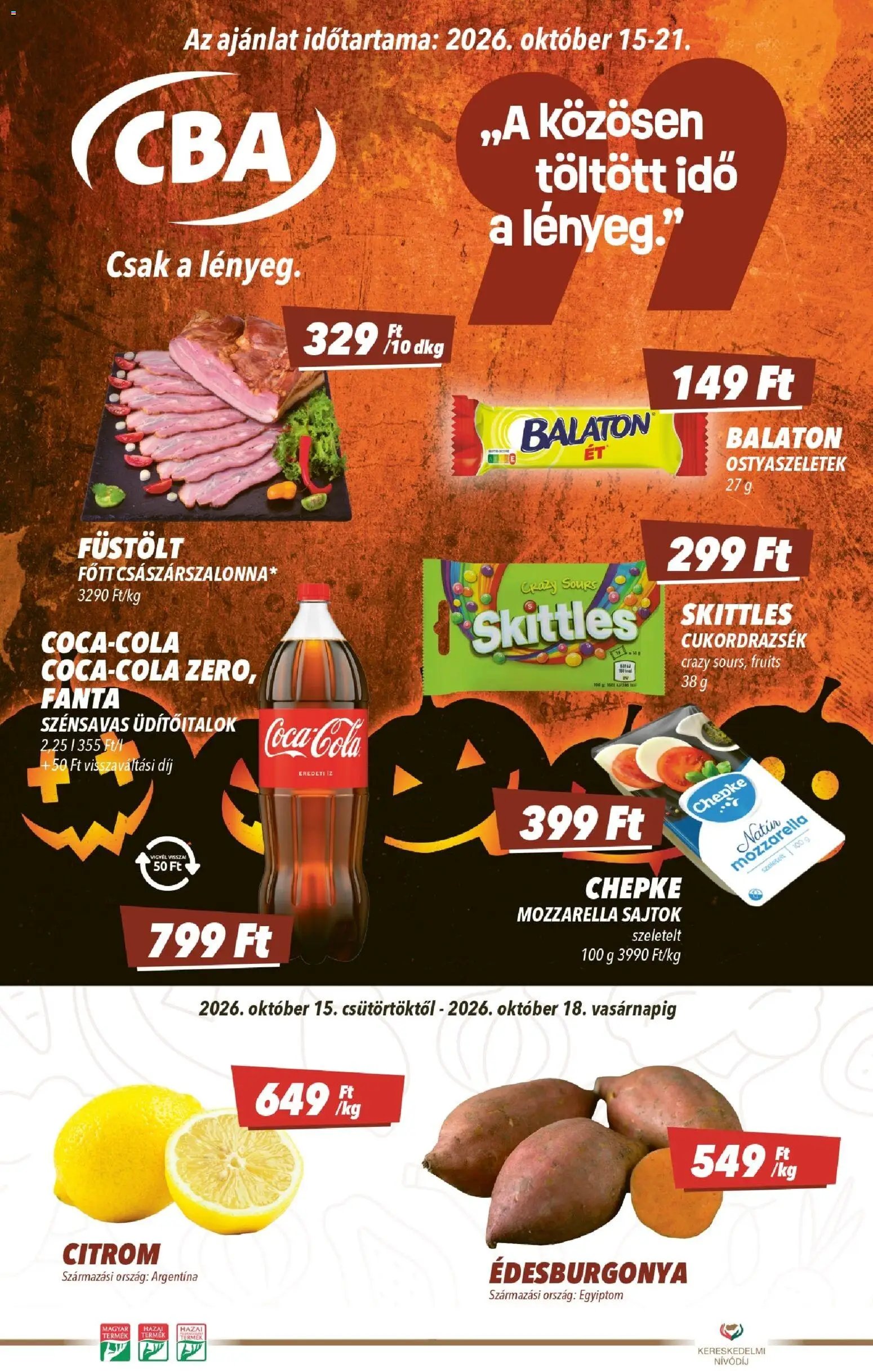 CBA akciós ujság 2026.10.15. 🎃 HALLOWEEN 🧡