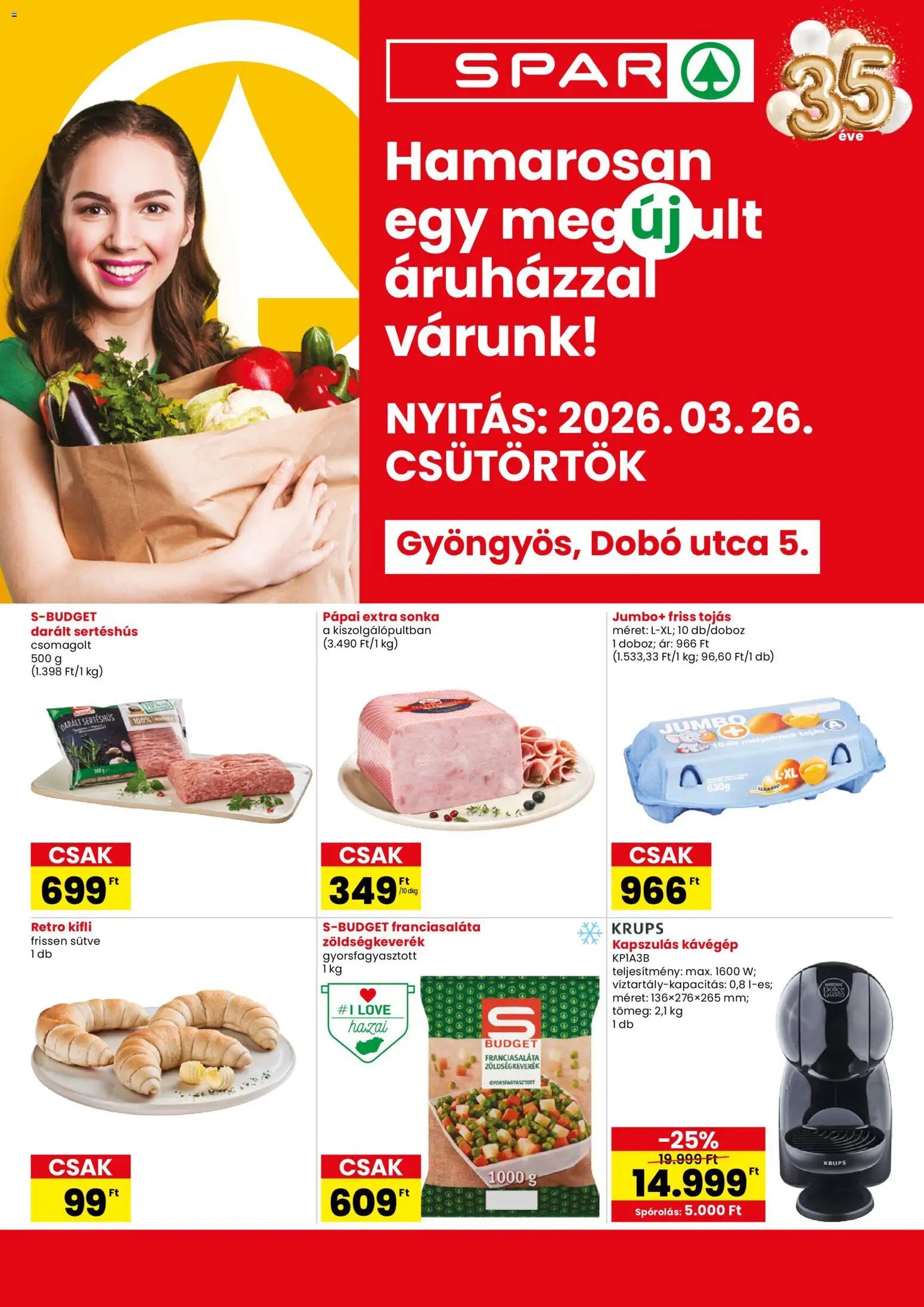 Spar újság 2026.03.26. Spar Gyöngyös üzlet megújulás (2026-03-26 - 2026-04-04)