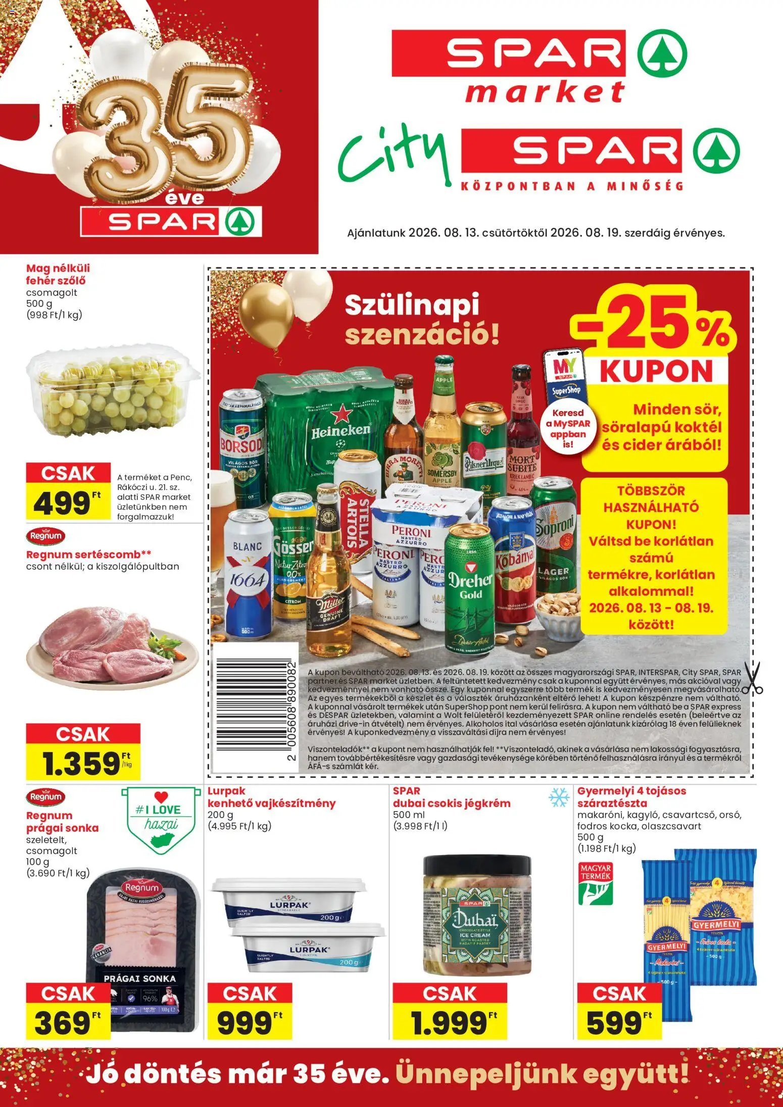 Spar Market újság 2026.08.13. Spar Market akciós újság