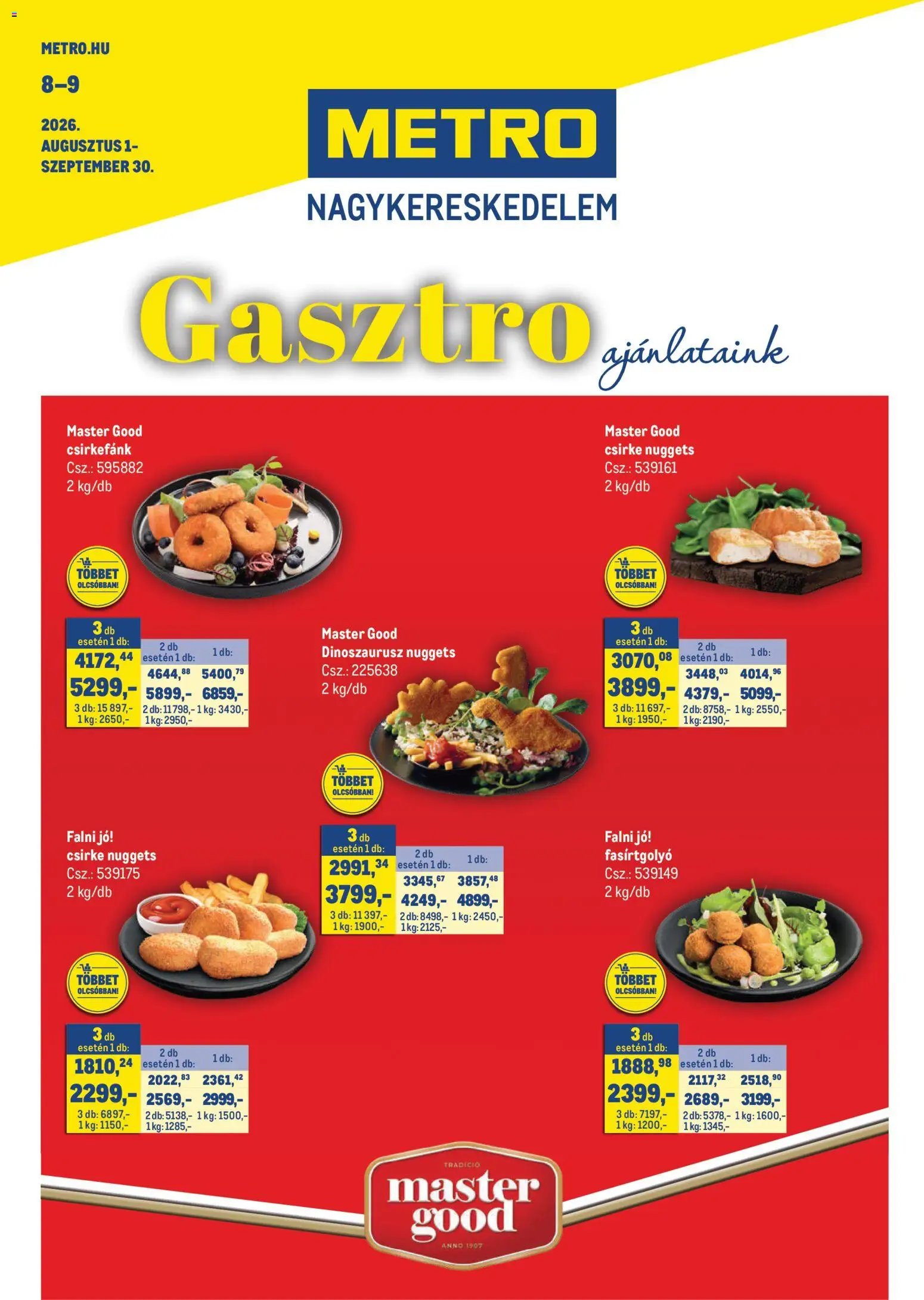 Metro újság 2026.08.01. Metro Gasztro Ajánlataink 2026/08-09