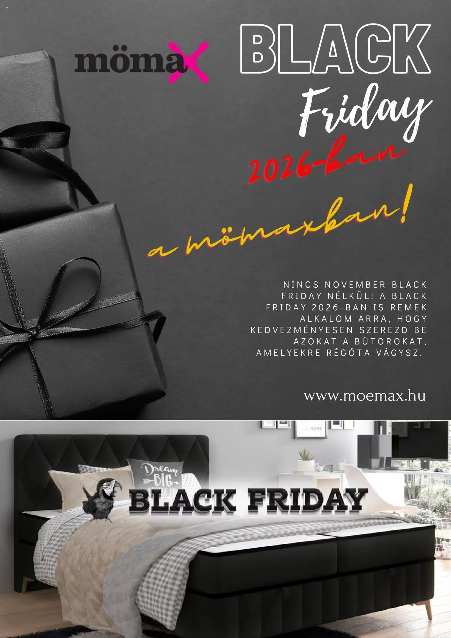 Mömax Black Friday értesítés 2026.10.16. - lapozható formában szórólap ✳️
