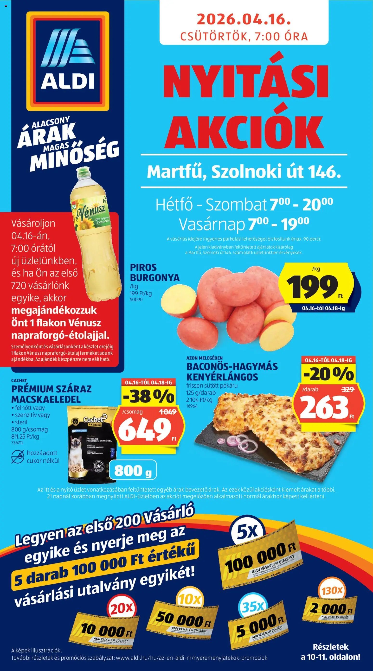 Aldi újság 2026.04.16. Nyitás Üzletnyitás: Martfű (2026-04-16 - 2026-04-18)