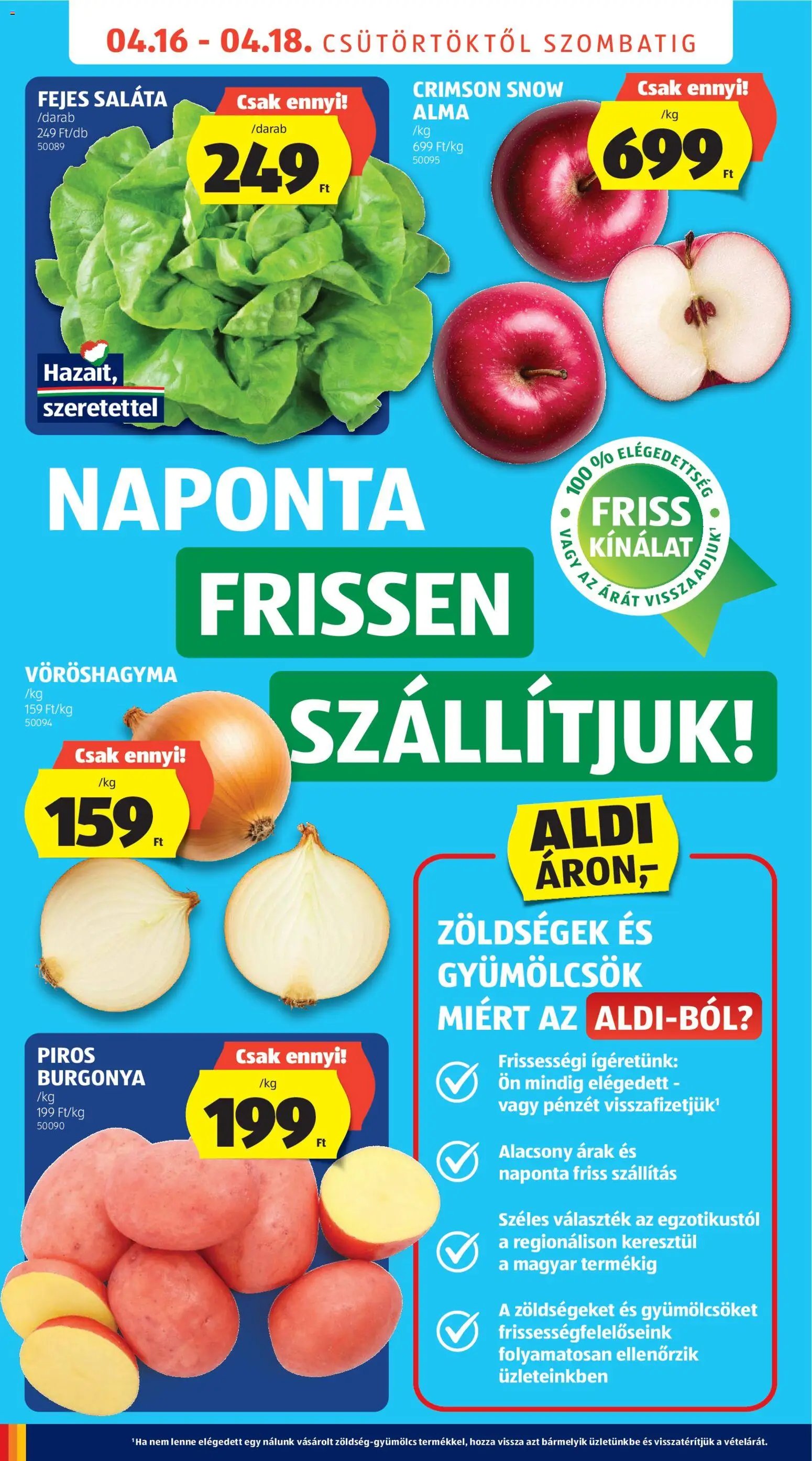 Aldi újság 2026.04.16. Nyitás Üzletnyitás: Martfű (2026-04-16 - 2026-04-18)