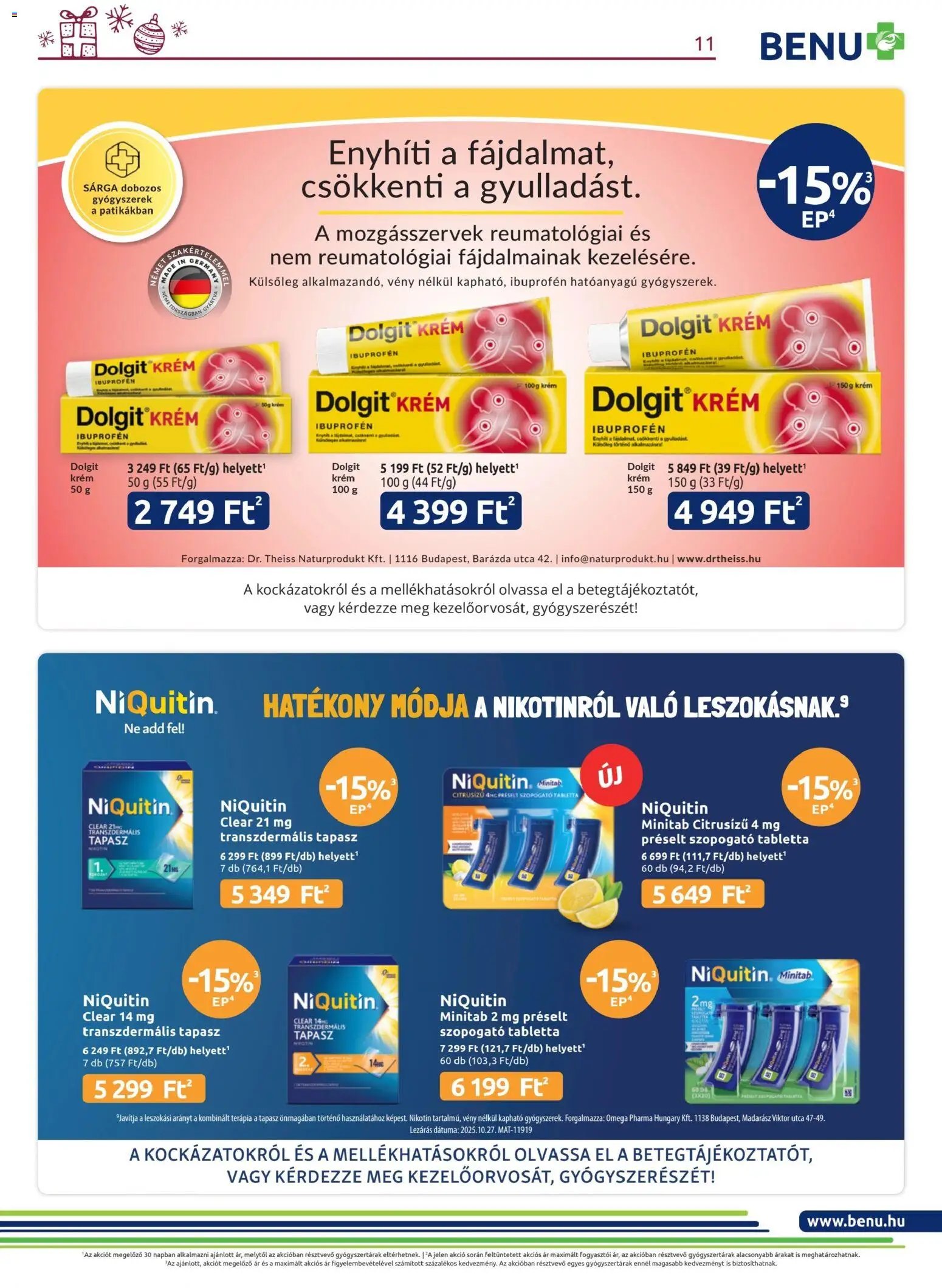 BENU Gyógyszertárak újság 2025.12.01. Akciós újság BENU Gyógyszertárak (2025-12-01 - 2025-12-31)
