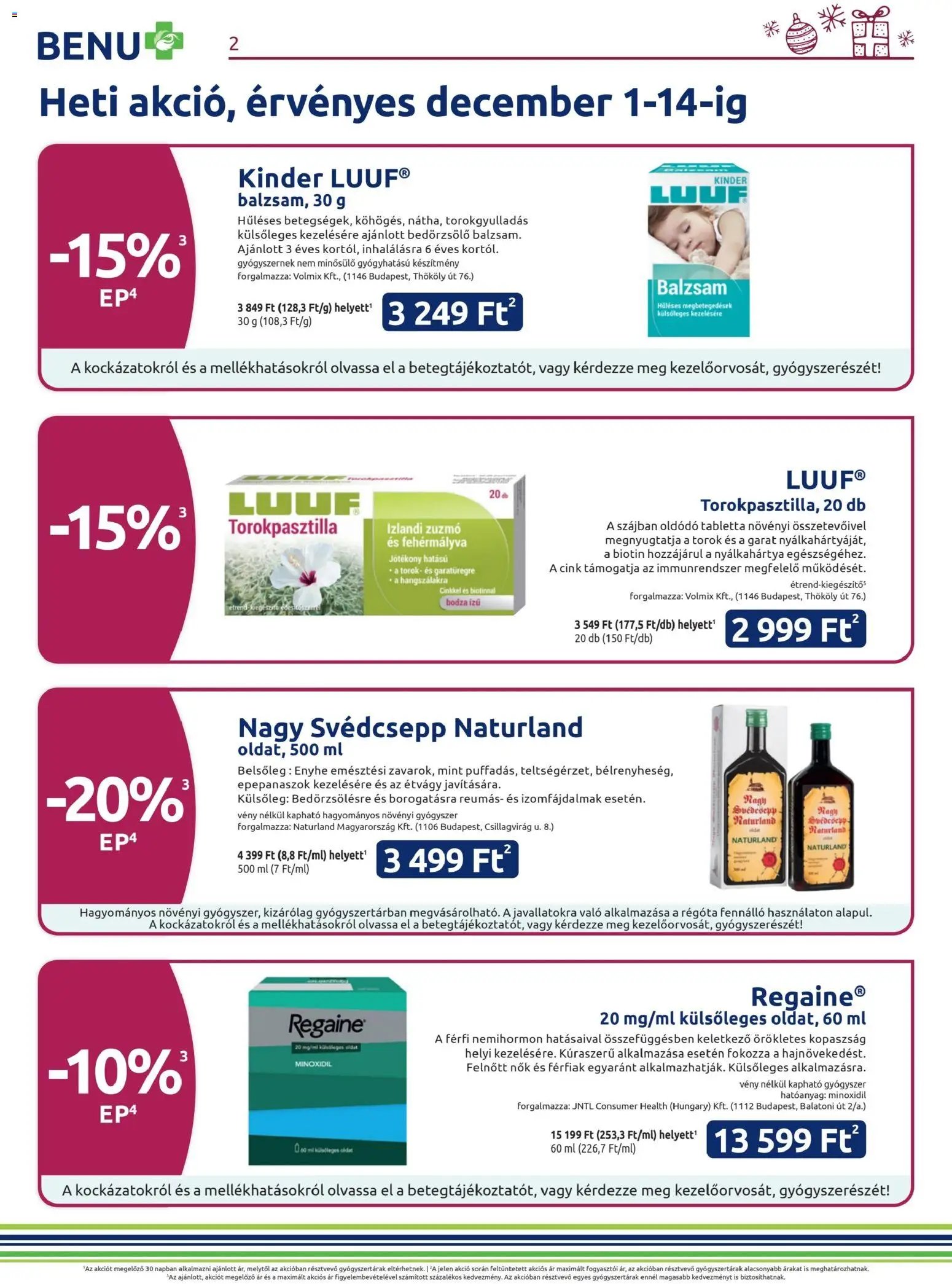 BENU Gyógyszertárak újság 2025.12.01. Akciós újság BENU Gyógyszertárak (2025-12-01 - 2025-12-31)