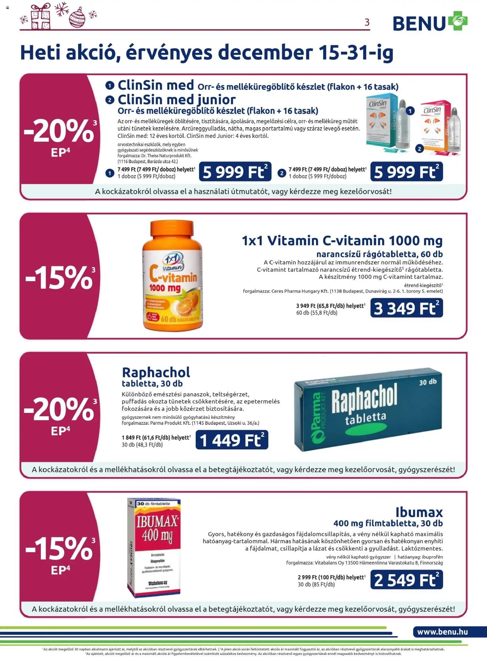 BENU Gyógyszertárak újság 2025.12.01. Akciós újság BENU Gyógyszertárak (2025-12-01 - 2025-12-31)