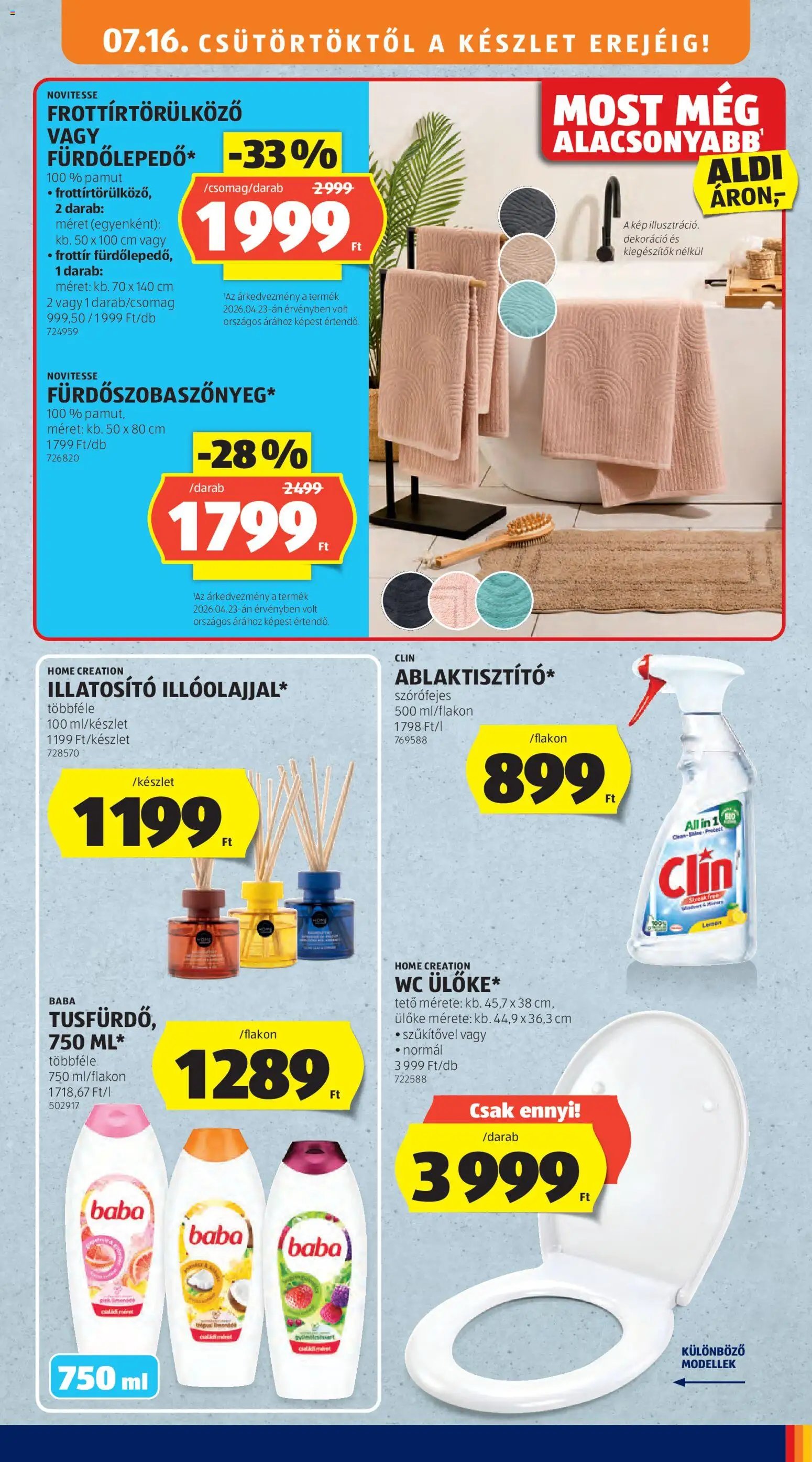 Aldi újság 2026.07.16. Aldi Középső sor termékei