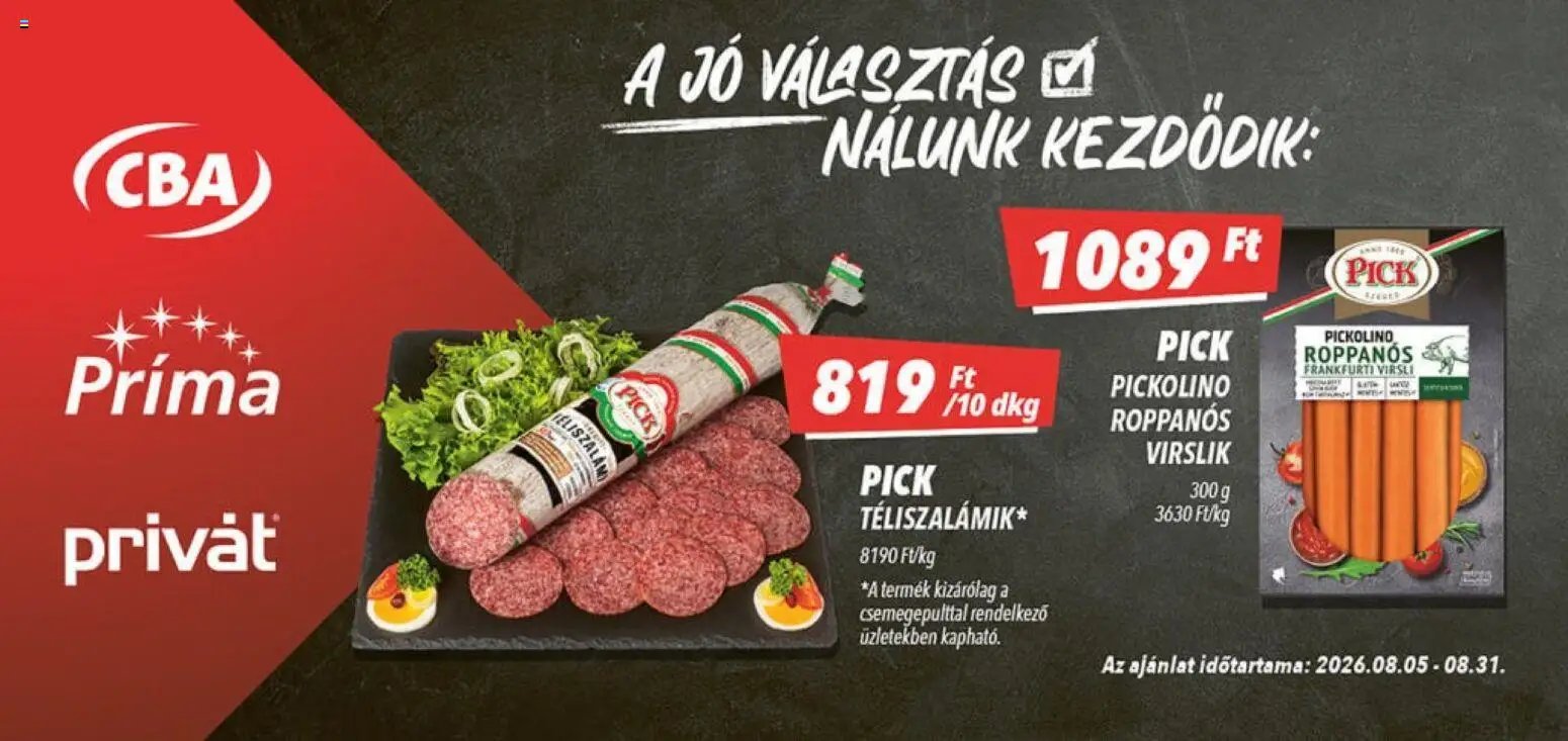CBA Príma újság 2026.08.05. CBA Príma akciós újság